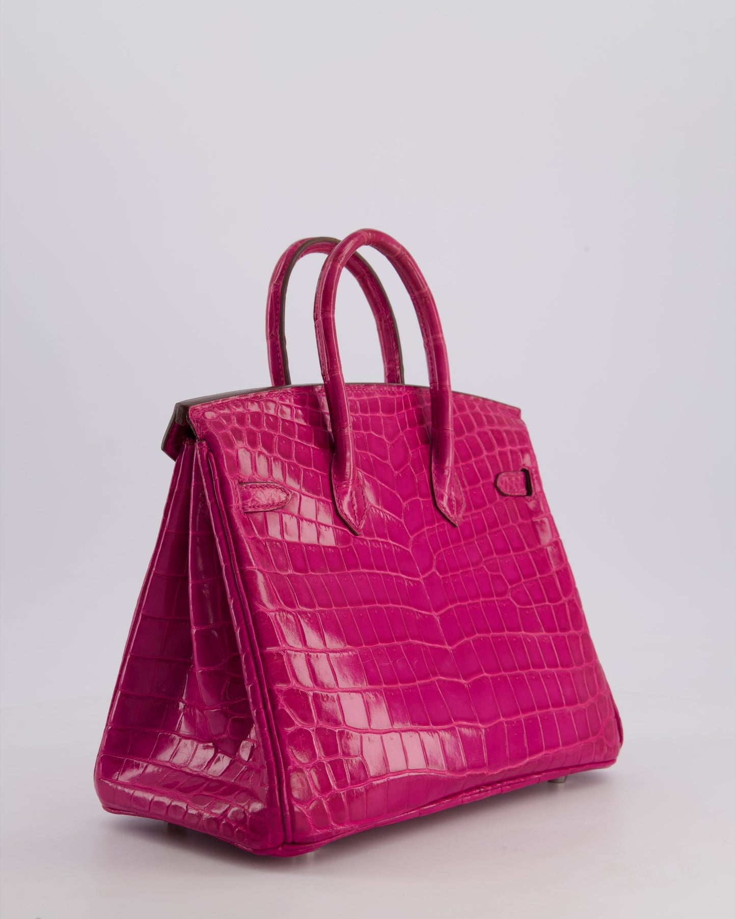 *RARE* Herm�s Birkin 25 Retourne Bag in Rose Scheherazade Niloticus Porosus with Palladium Hardware