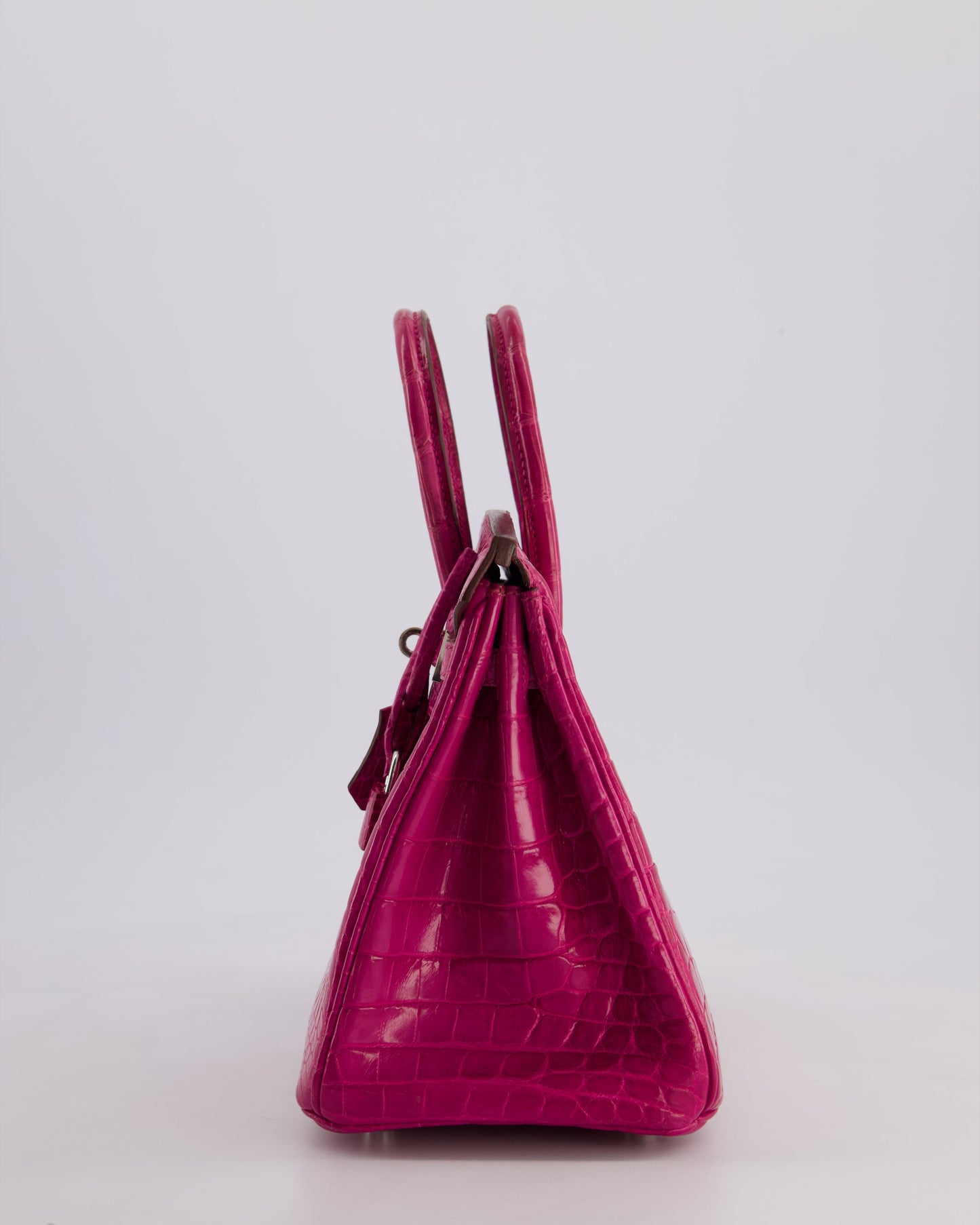 *RARE* Herm�s Birkin 25 Retourne Bag in Rose Scheherazade Niloticus Porosus with Palladium Hardware