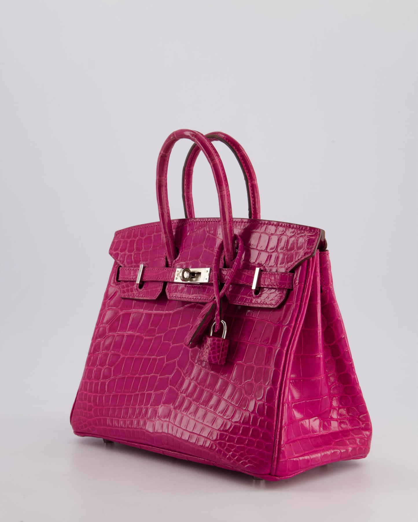 *RARE* Herm�s Birkin 25 Retourne Bag in Rose Scheherazade Niloticus Porosus with Palladium Hardware