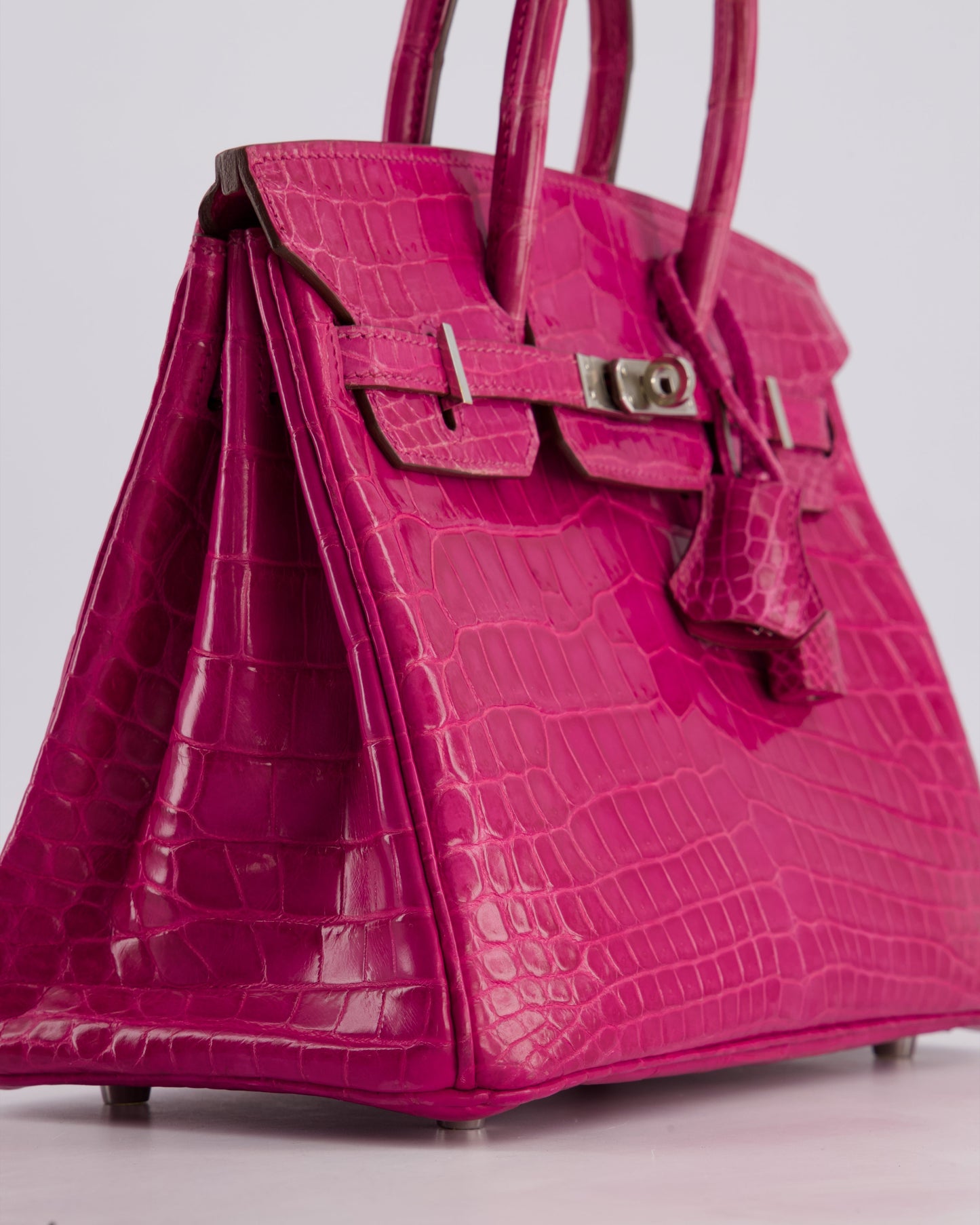 *RARE* Herm�s Birkin 25 Retourne Bag in Rose Scheherazade Niloticus Porosus with Palladium Hardware