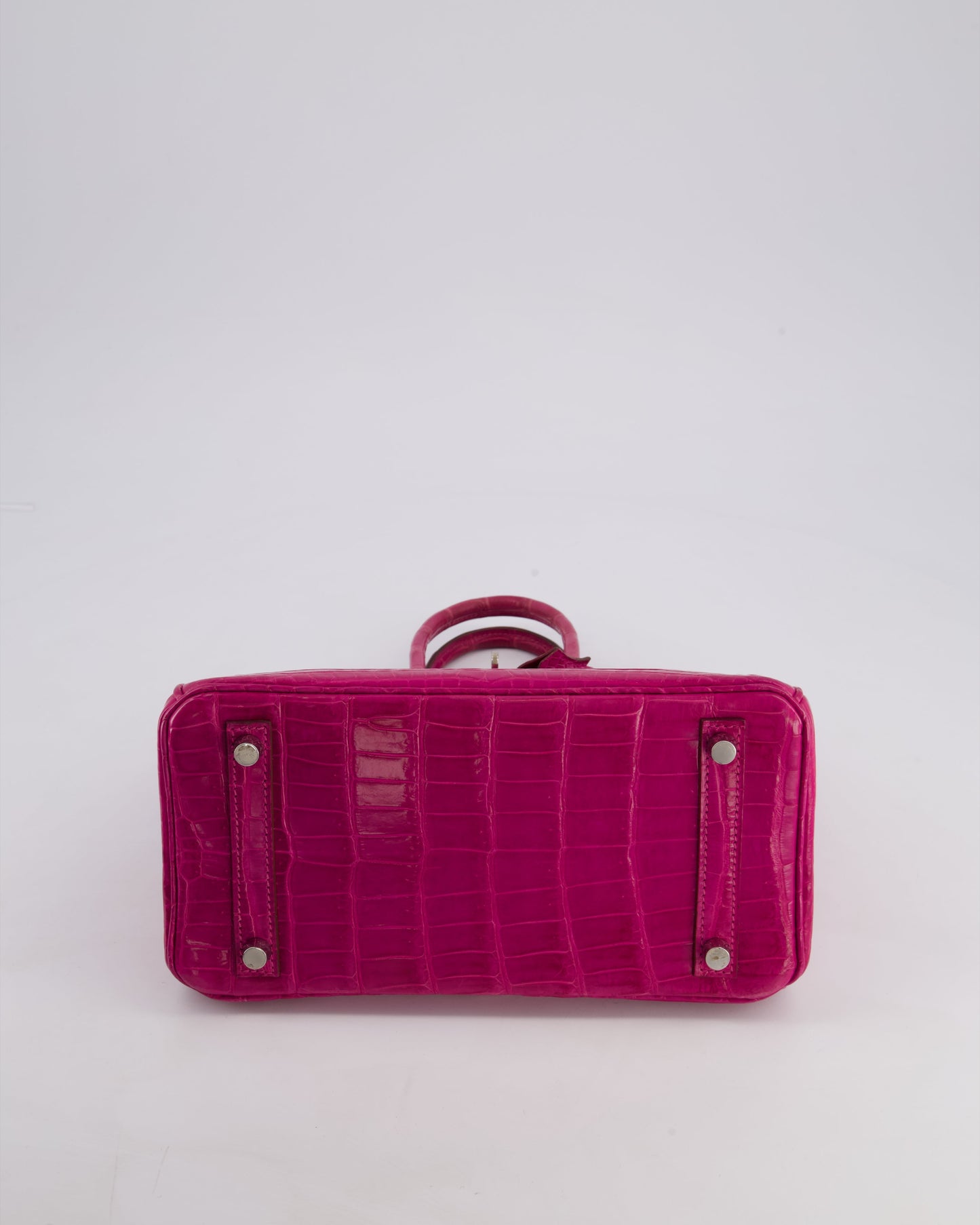 *RARE* Herm�s Birkin 25 Retourne Bag in Rose Scheherazade Niloticus Porosus with Palladium Hardware