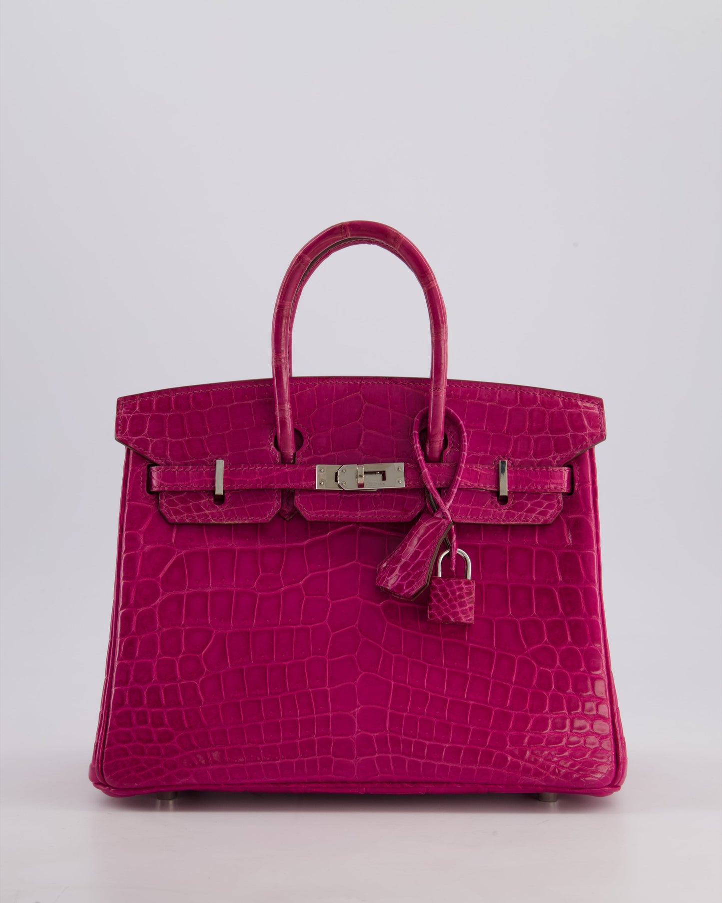 *RARE* Herm�s Birkin 25 Retourne Bag in Rose Scheherazade Niloticus Porosus with Palladium Hardware