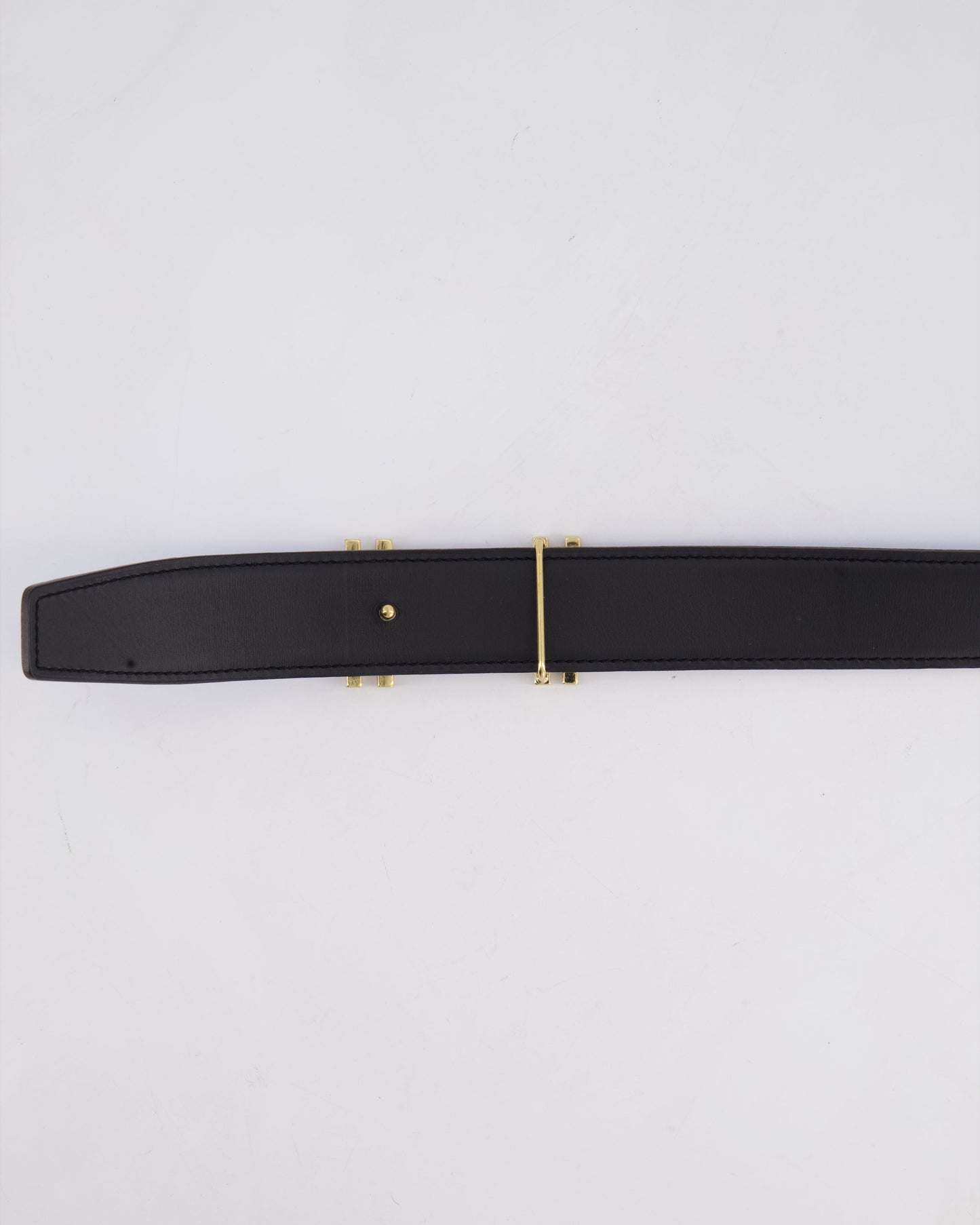 Hermès Blue & Black Reversible Constance Belt with Gold H Au Carre Buckle Size 85cm