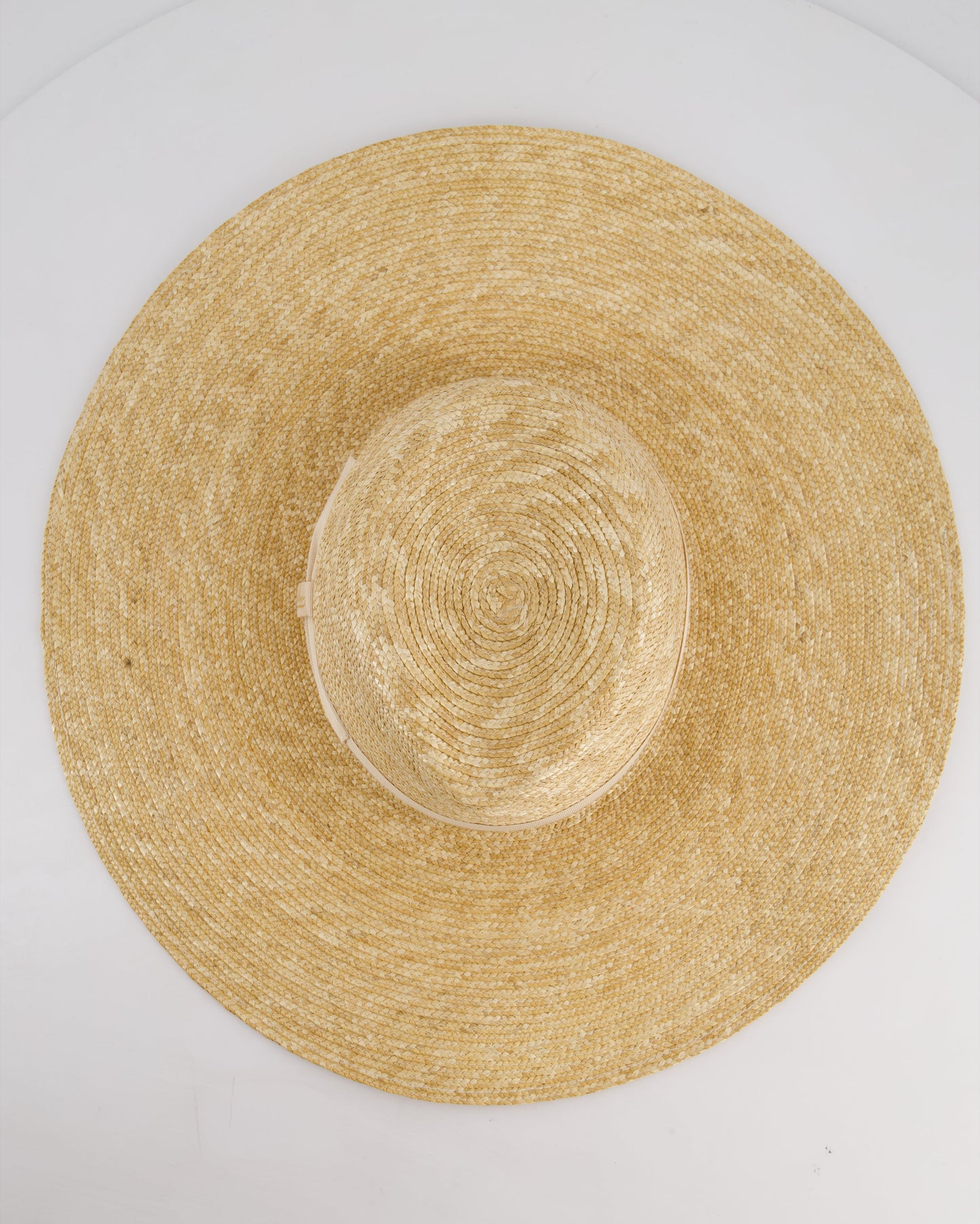 Borsalino Beige Raffia Hat with Logo Detail Size S
