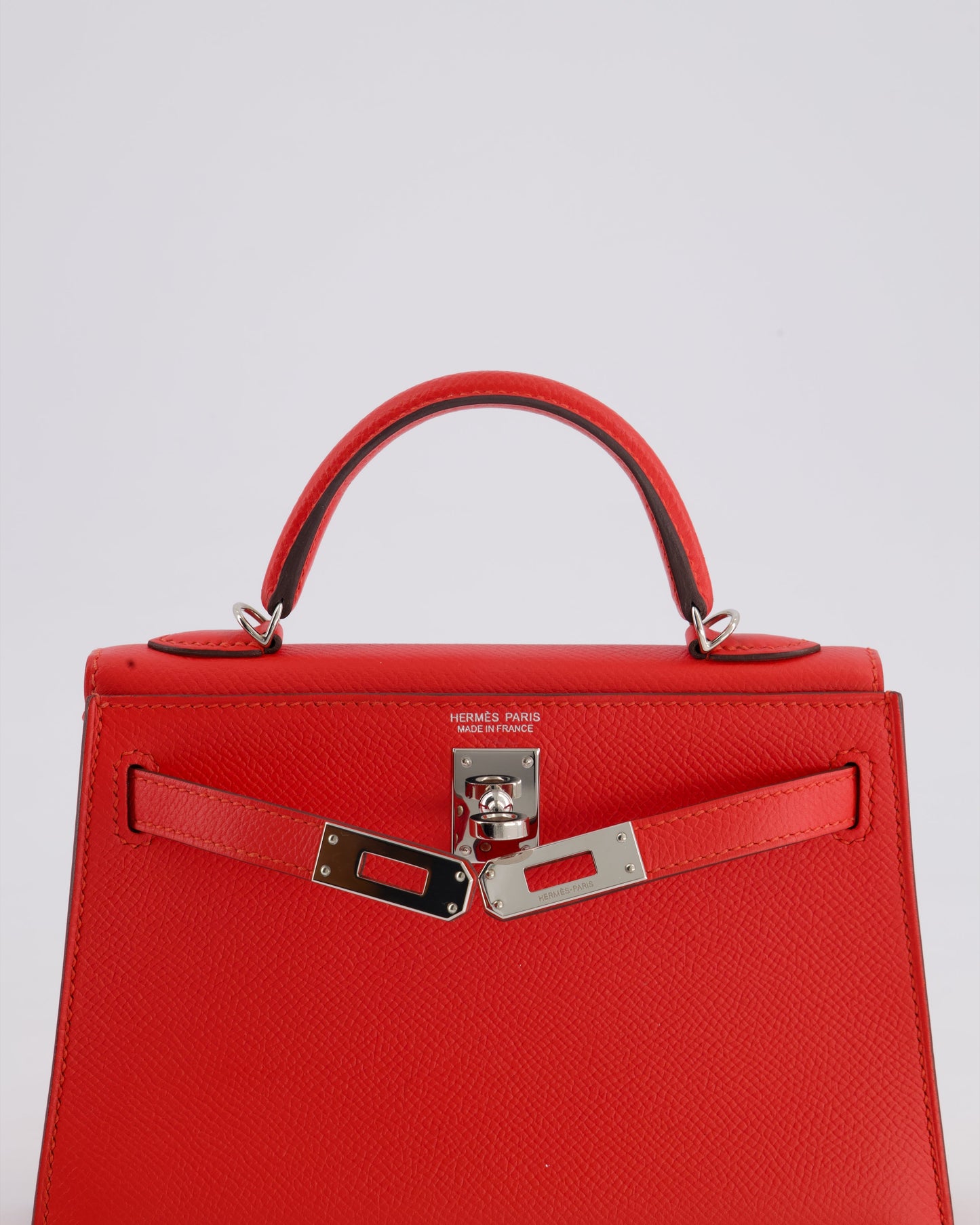 Herm�s Mini Kelly II 20 Bag in Rouge Casaque Epsom Leather with Palladium Hardware