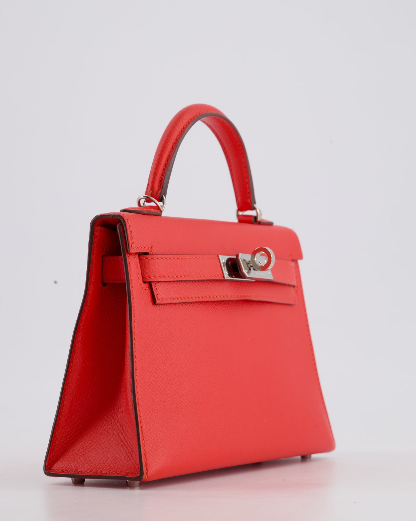 Herm�s Mini Kelly II 20 Bag in Rouge Casaque Epsom Leather with Palladium Hardware