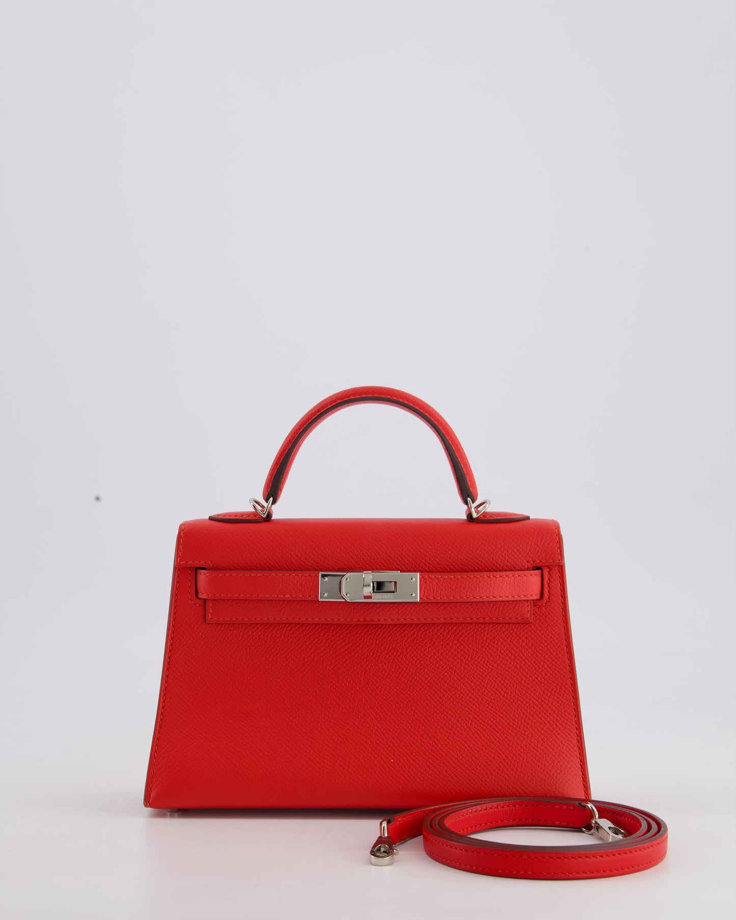 Herm�s Mini Kelly II 20 Bag in Rouge Casaque Epsom Leather with Palladium Hardware