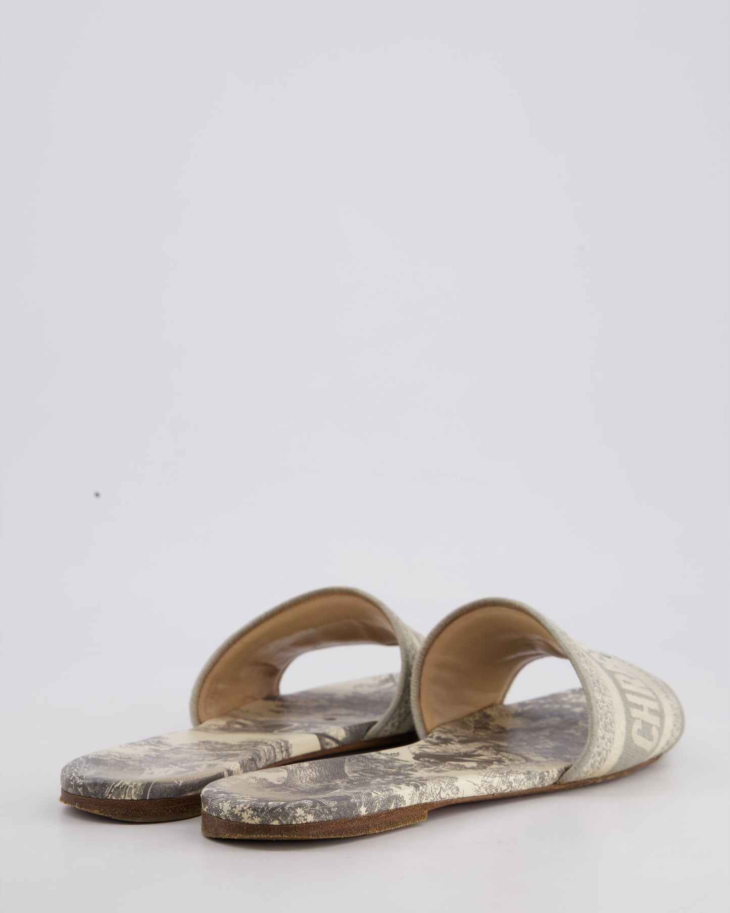 Christian Dior Grey Toile de Jouy Embroidered Sandals Size EU 38