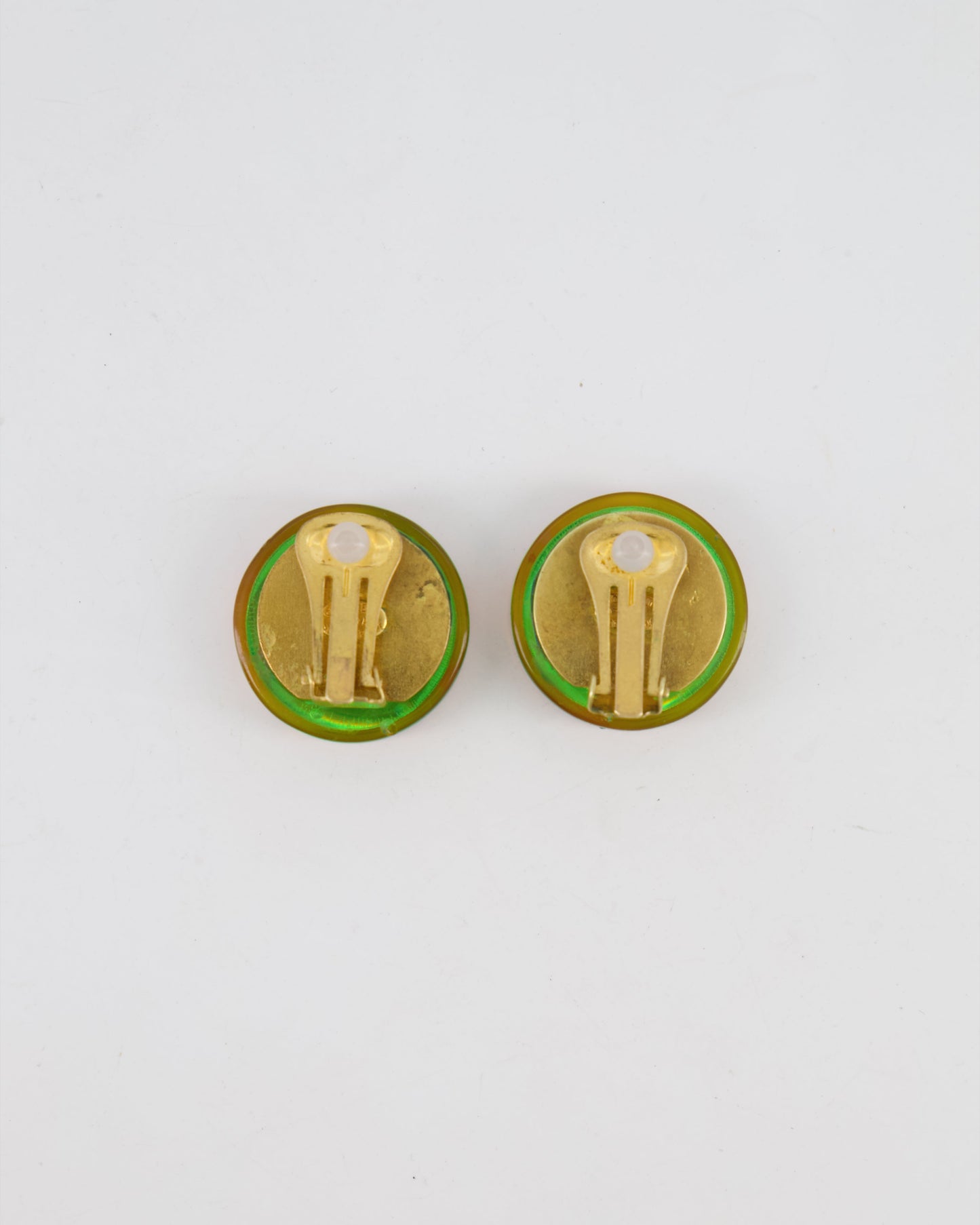 Chanel 97A   Multicolour Holographic Round CC Logo Clip-On Earrings