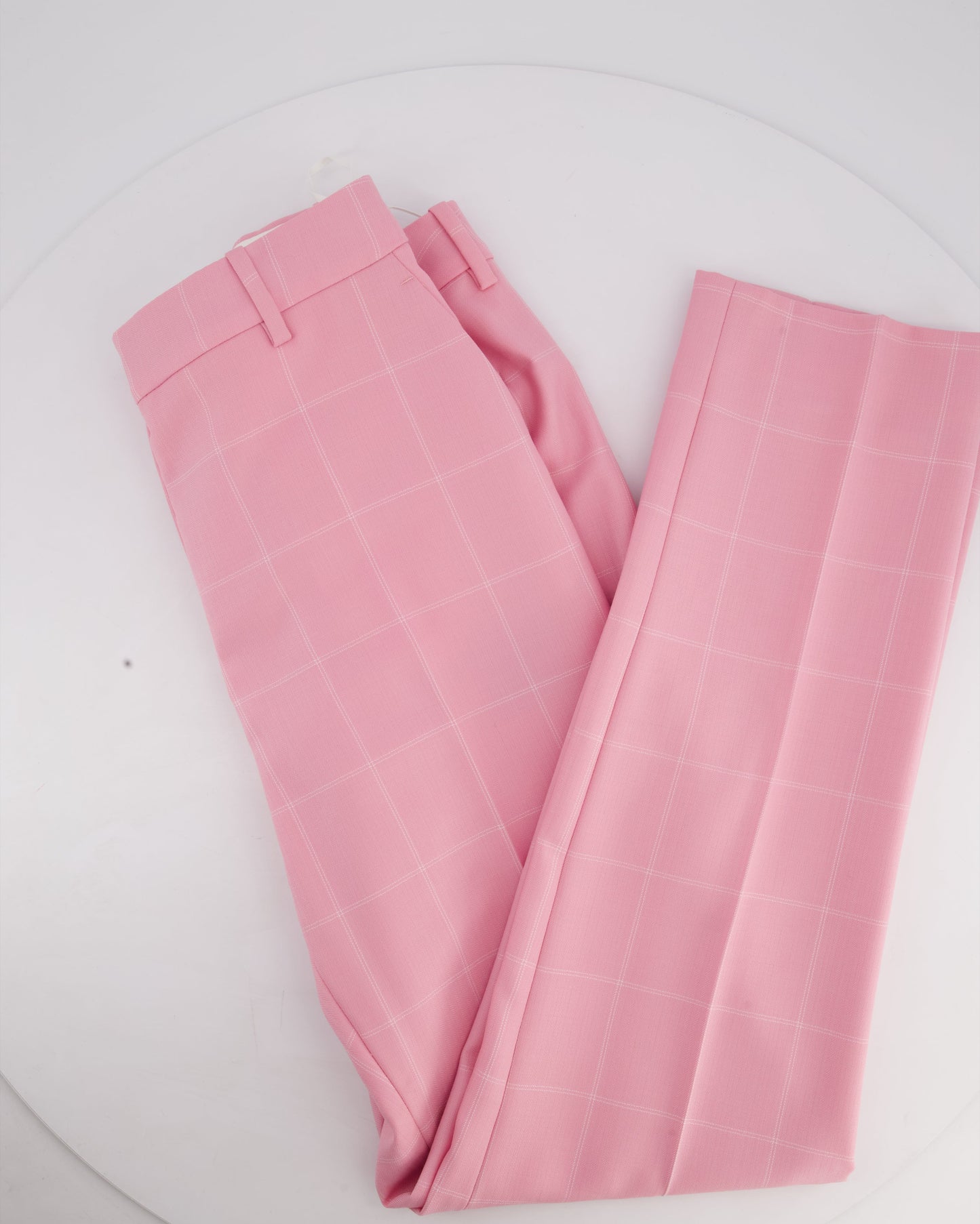 Calvin Klein Candy Pink Check Suit Jacket and Straight Let Tro rs Set Size FR 38 (UK 10)