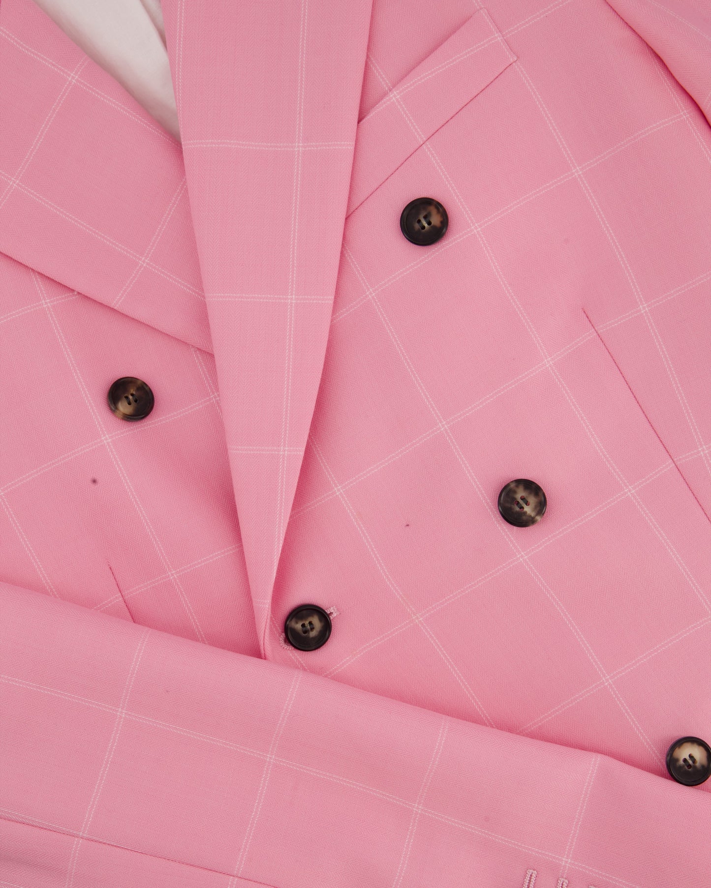Calvin Klein Candy Pink Check Suit Jacket and Straight Let Tro rs Set Size FR 38 (UK 10)