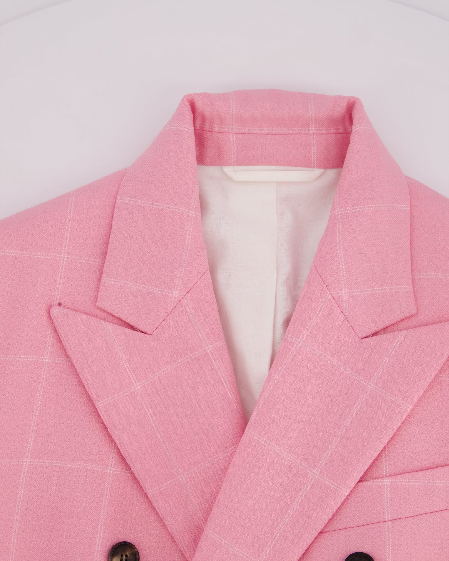 Calvin Klein Candy Pink Check Suit Jacket and Straight Let Tro rs Set Size FR 38 (UK 10)