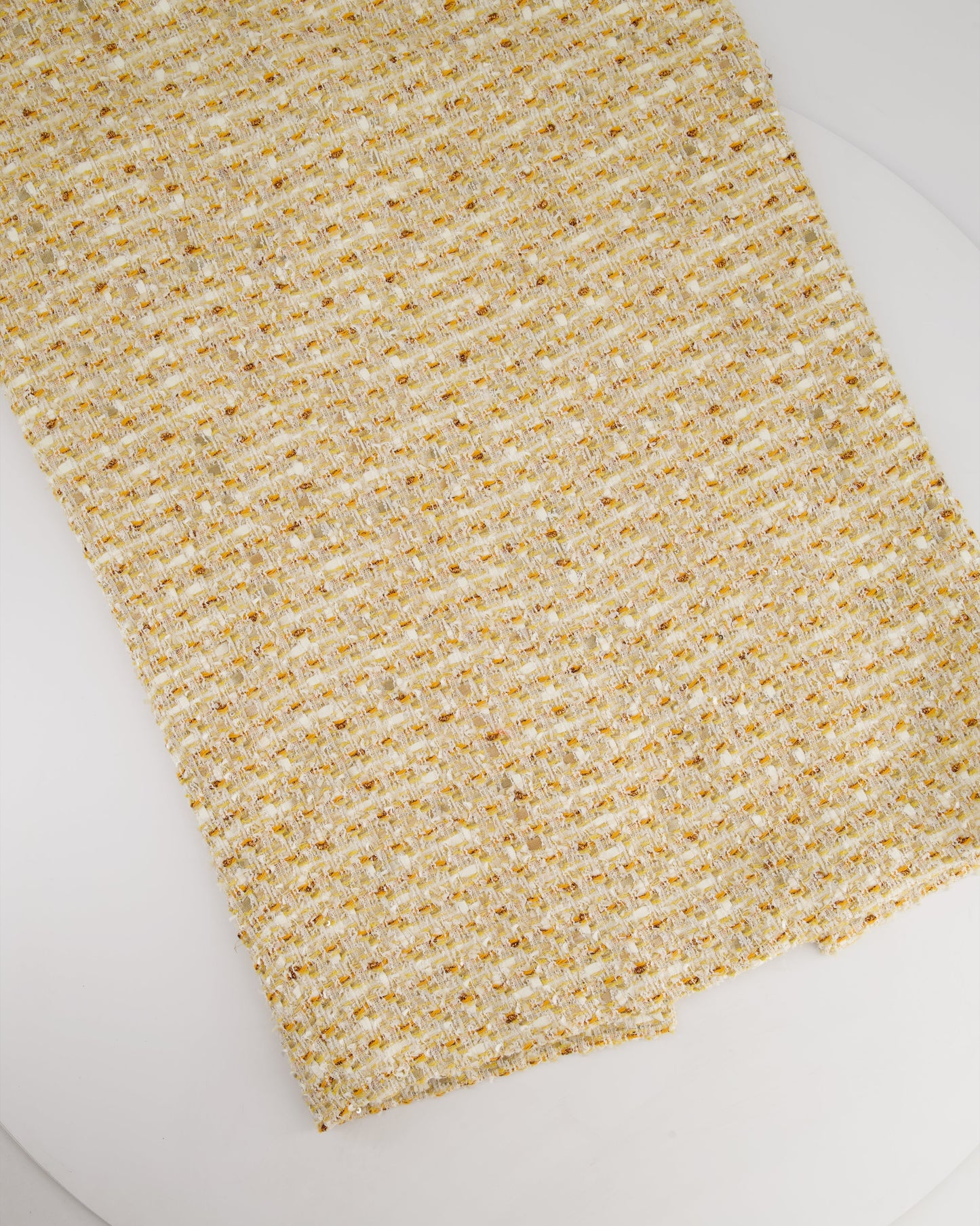 Alessandra Rich Beige, Yellow and Orange Tweed Midi Skirt Size IT 40 (UK 8)