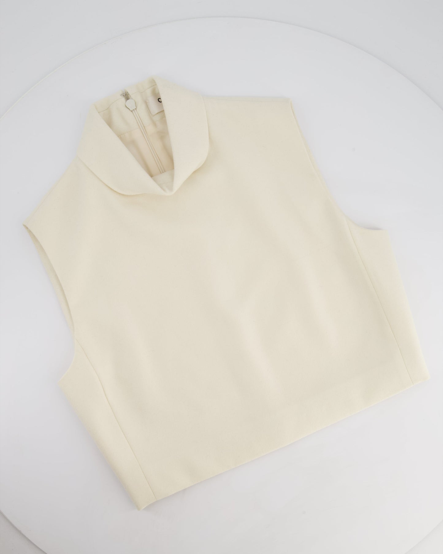 Celine Cream Cropped Cashmere High-Neck Top Size FR 36 (UK 8)