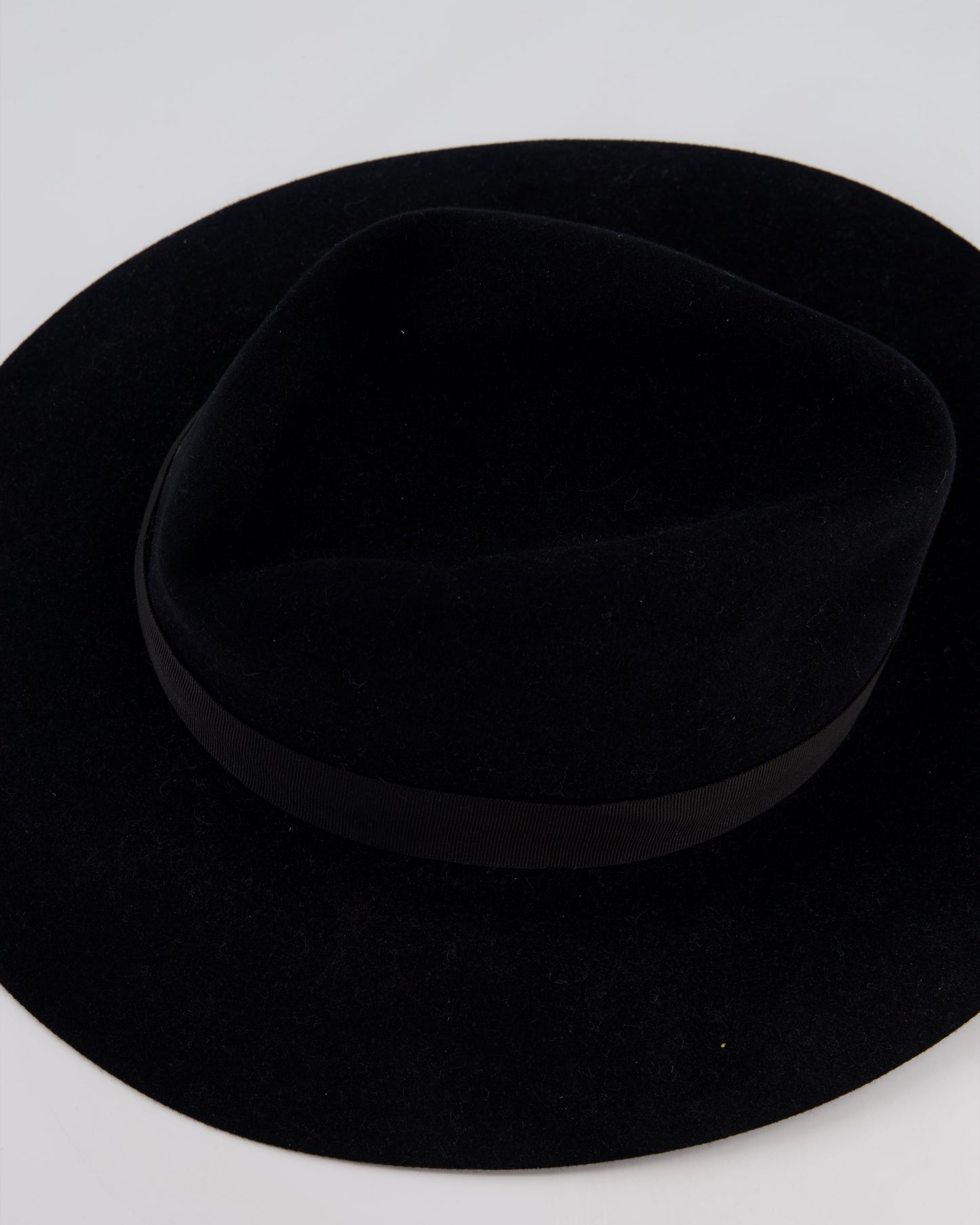 Christian Dior Black Wool Panama Hat with Logo Ribbon Detail Size 57