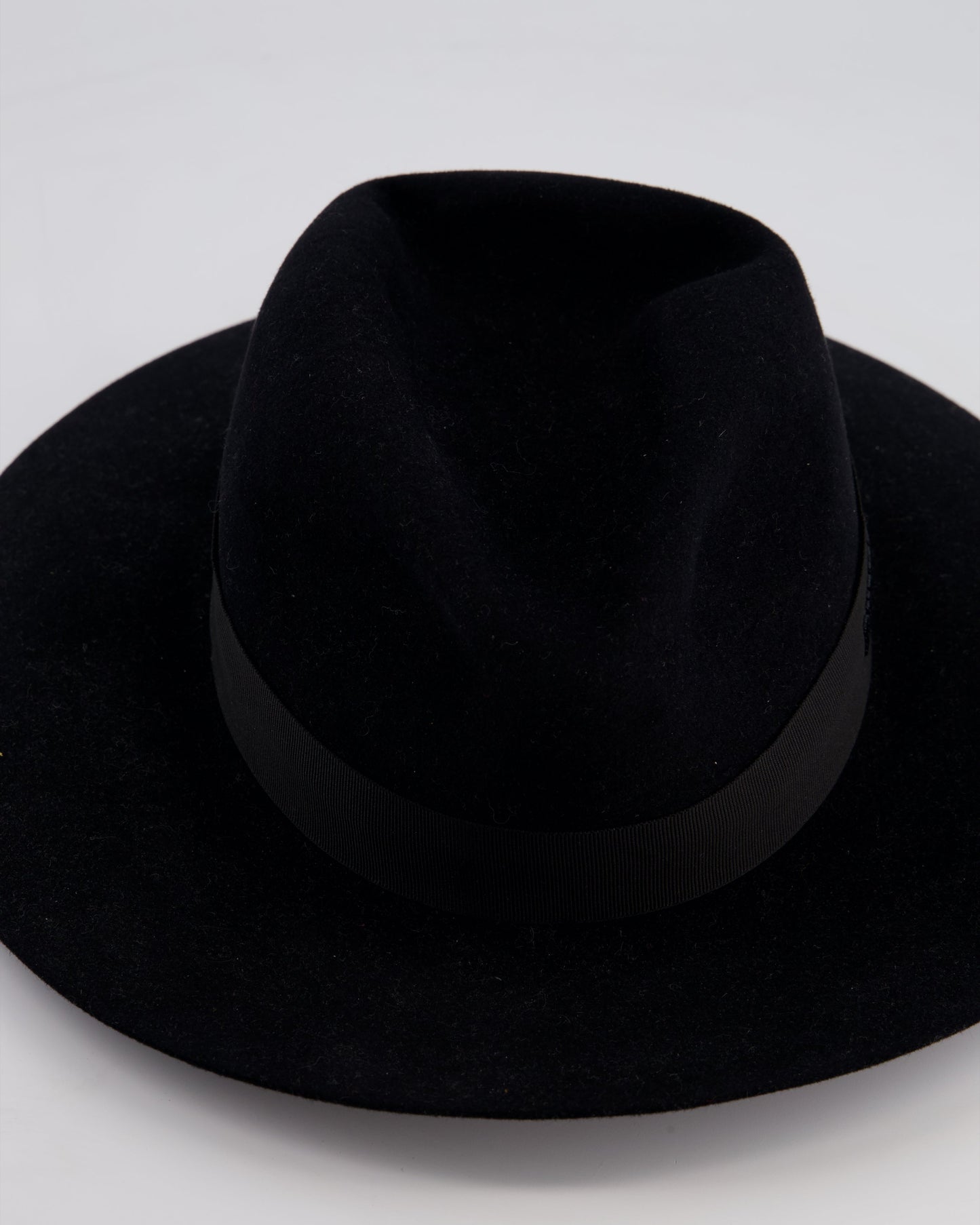 Christian Dior Black Wool Panama Hat with Logo Ribbon Detail Size 57