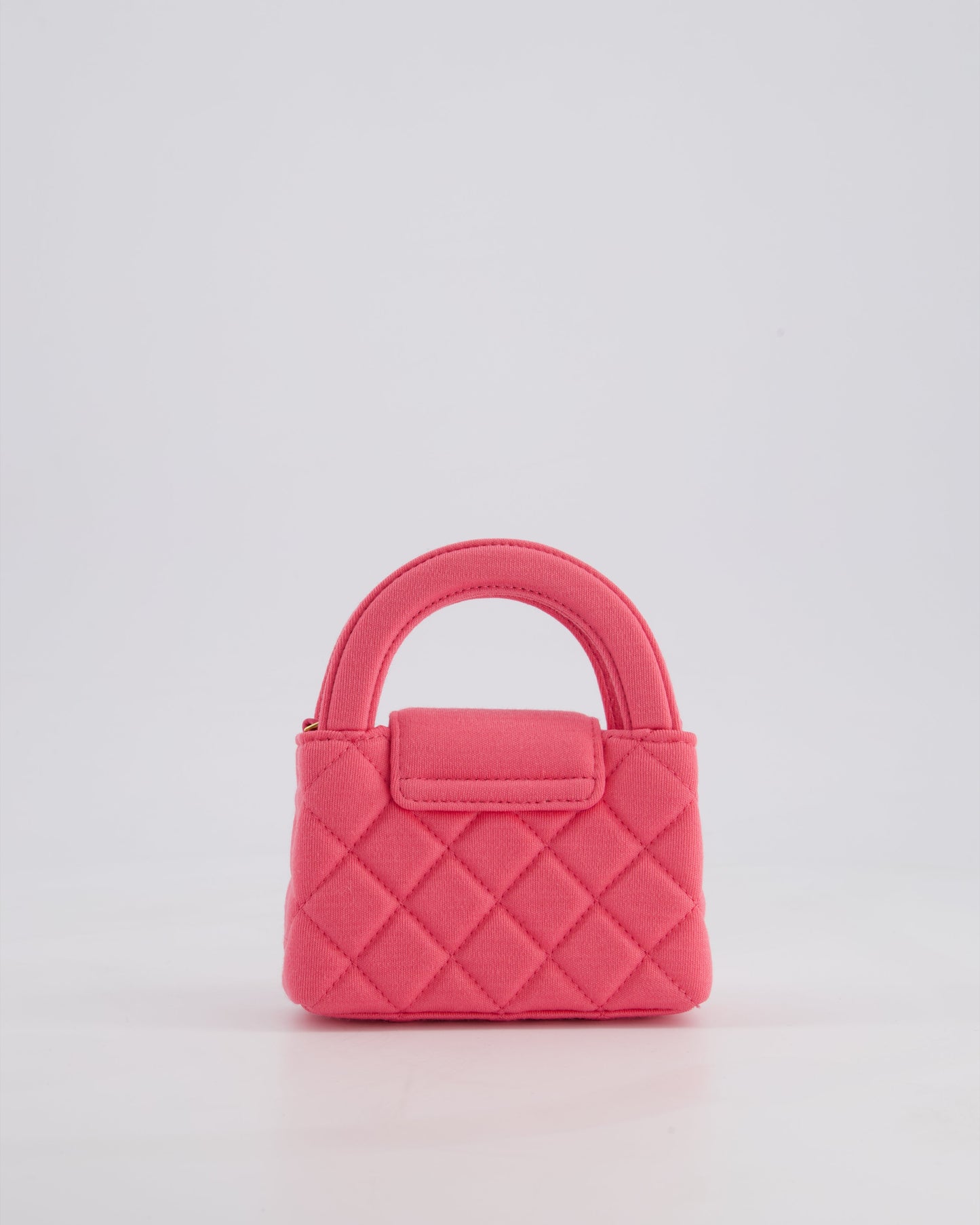 *RARE* Chanel Pink Nano Mini Kelly Bag in Pink Quilted Jersey with Brushed Antique Gold Hardware