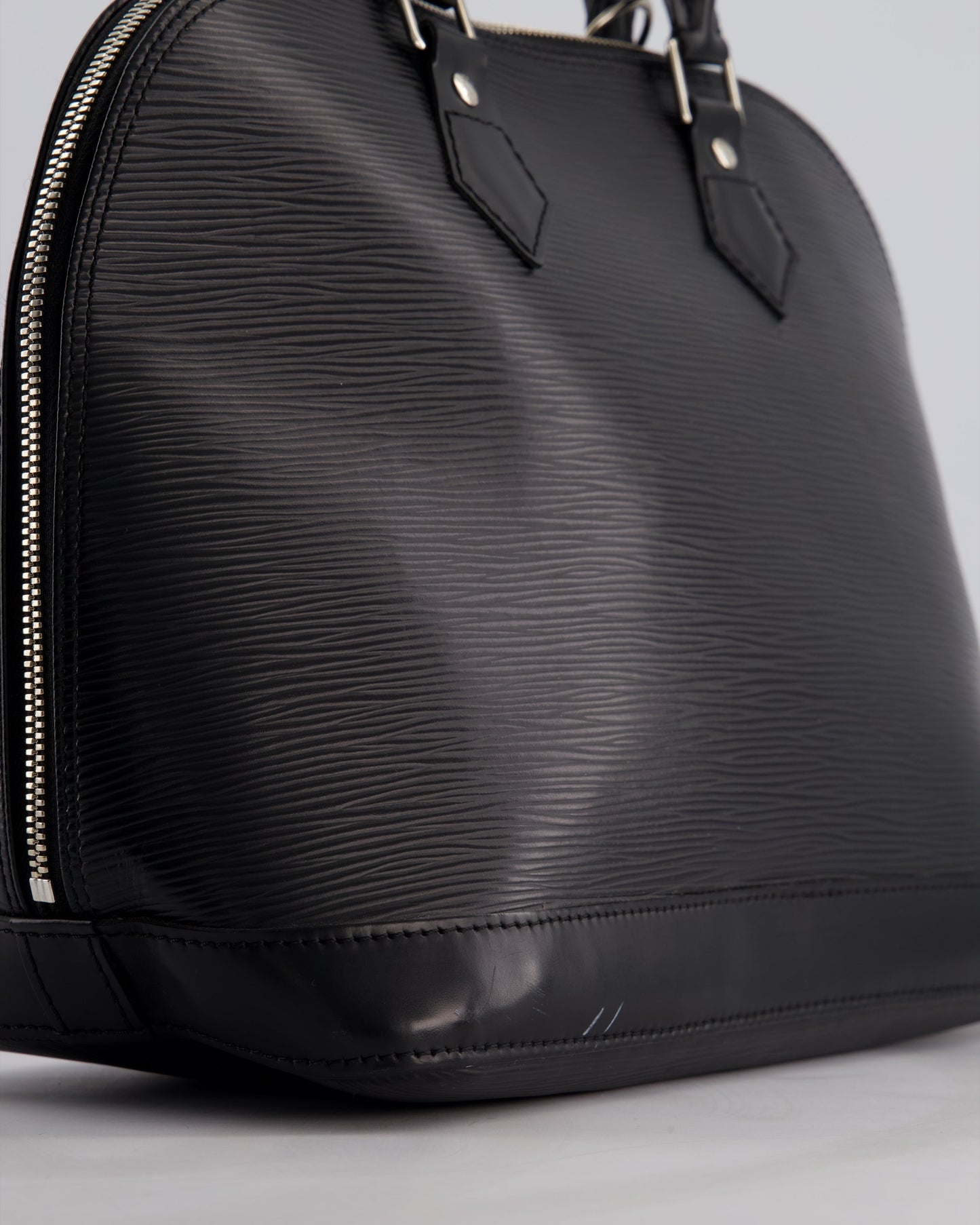 Louis Vuitton Alma PM Bag in Black Epi Leather with Silver Hardware