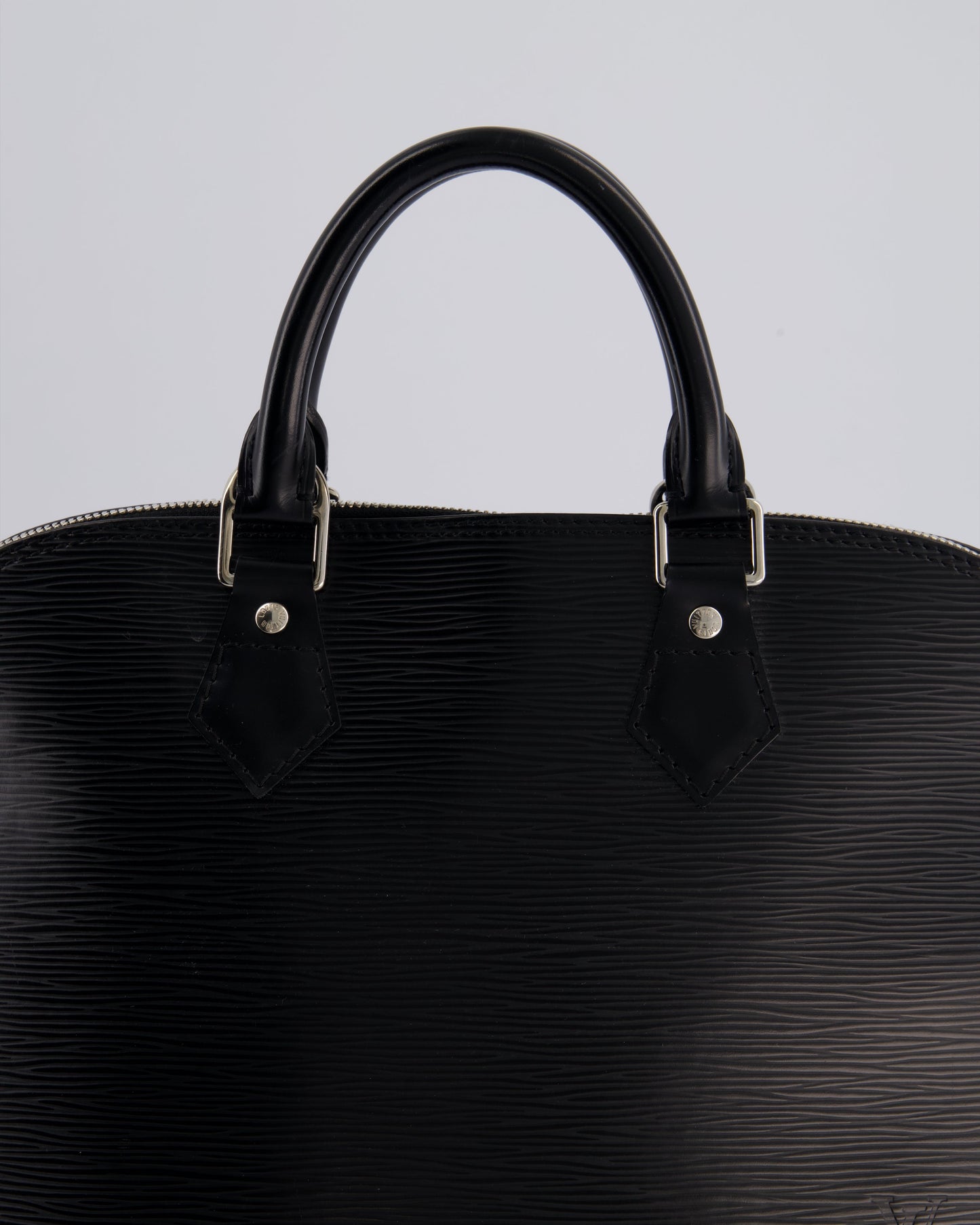Louis Vuitton Alma PM Bag in Black Epi Leather with Silver Hardware