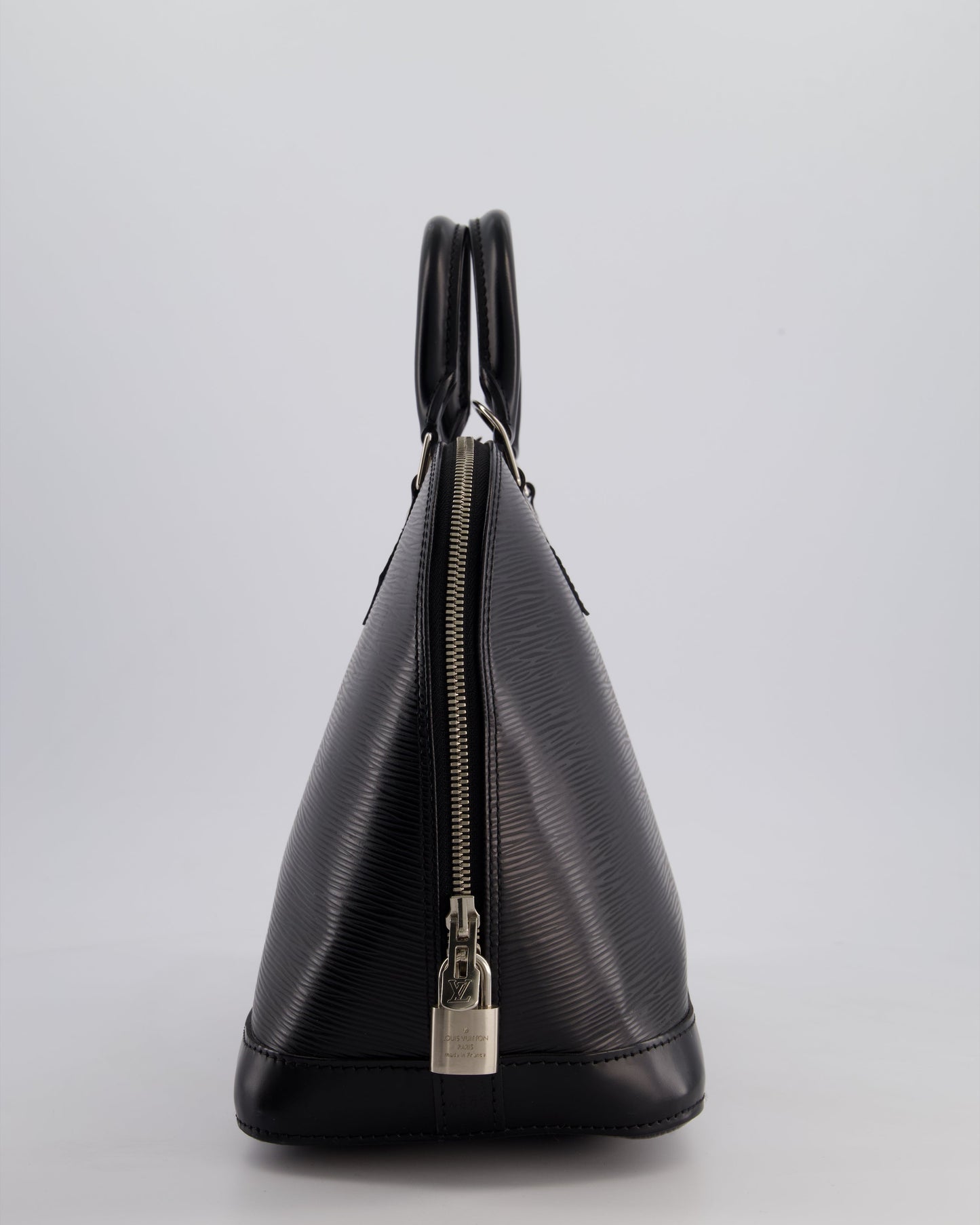 Louis Vuitton Alma PM Bag in Black Epi Leather with Silver Hardware