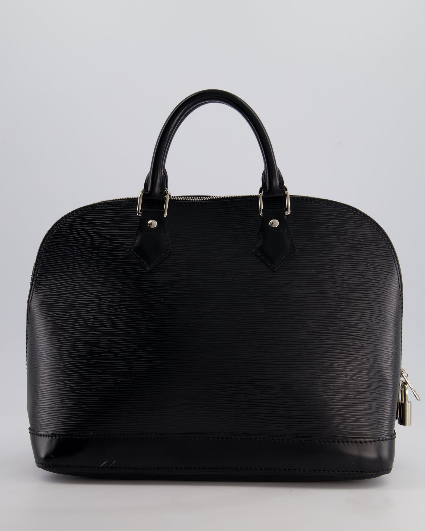 Louis Vuitton Alma PM Bag in Black Epi Leather with Silver Hardware