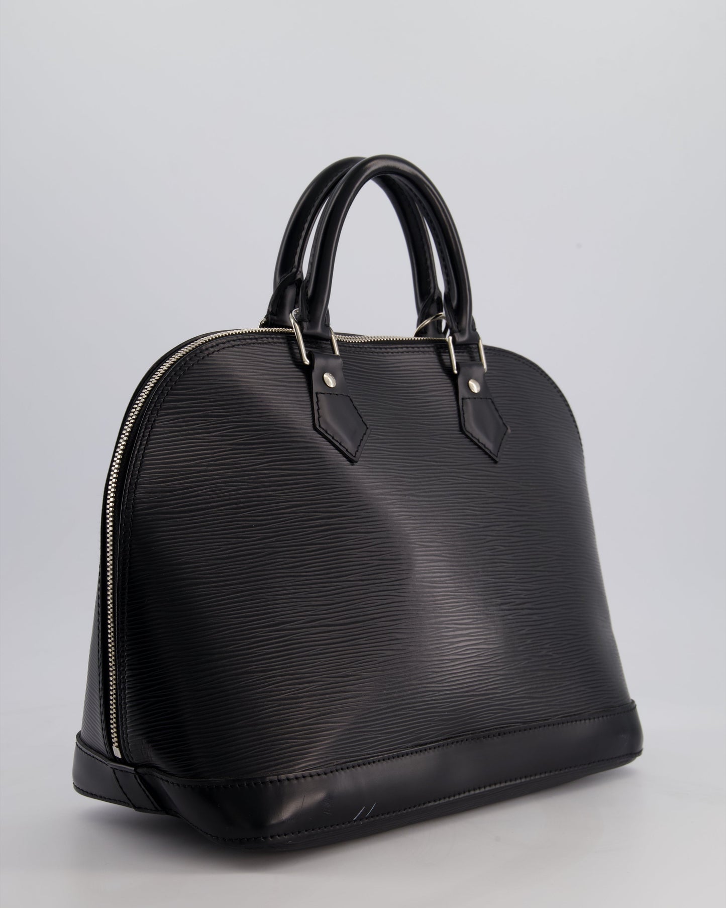 Louis Vuitton Alma PM Bag in Black Epi Leather with Silver Hardware