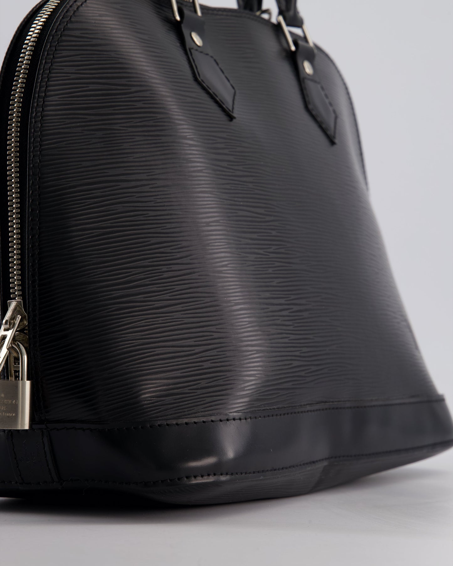 Louis Vuitton Alma PM Bag in Black Epi Leather with Silver Hardware