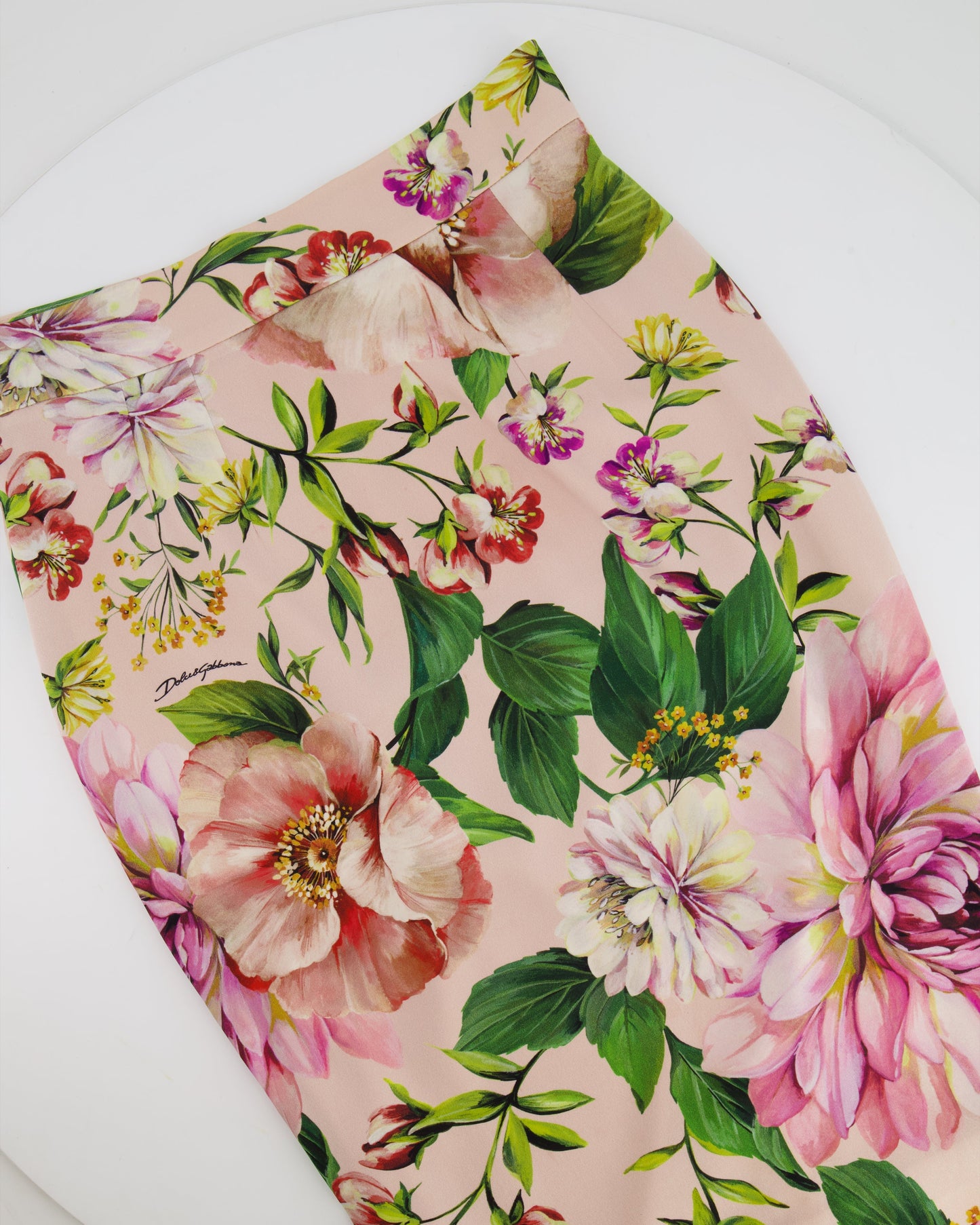 Dolce Gabbana Pink Silk Floral Print Top and Midi Skirt Set Size IT 40 (UK 8)