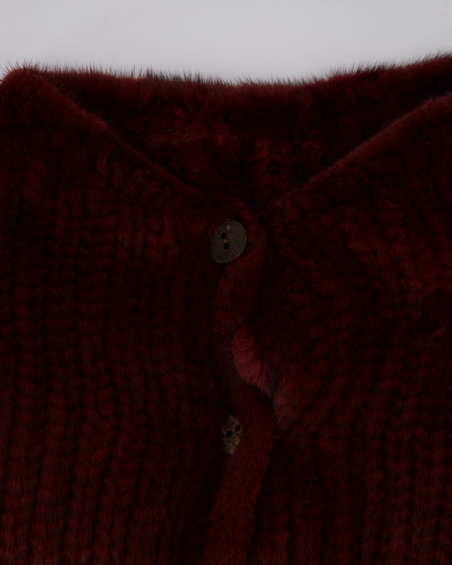 Christian Dior By John Galliano Burgundy Mink Long Sleeve Button Down Jumper with High Neck Size FR 38 (UK 10)