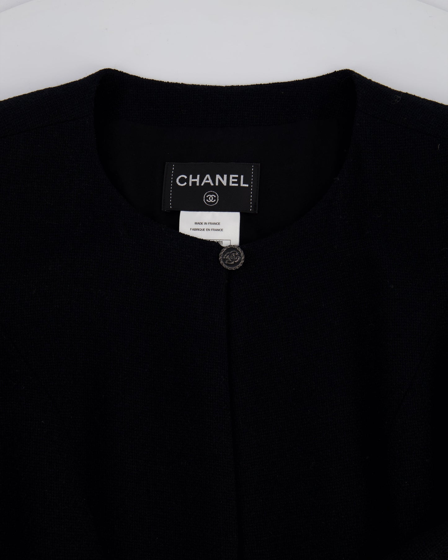 Chanel 09A Black Wool Short Dress with Crystal CC Buttons & CC Belt Details Size FR 34 (UK 6) RRP £3120