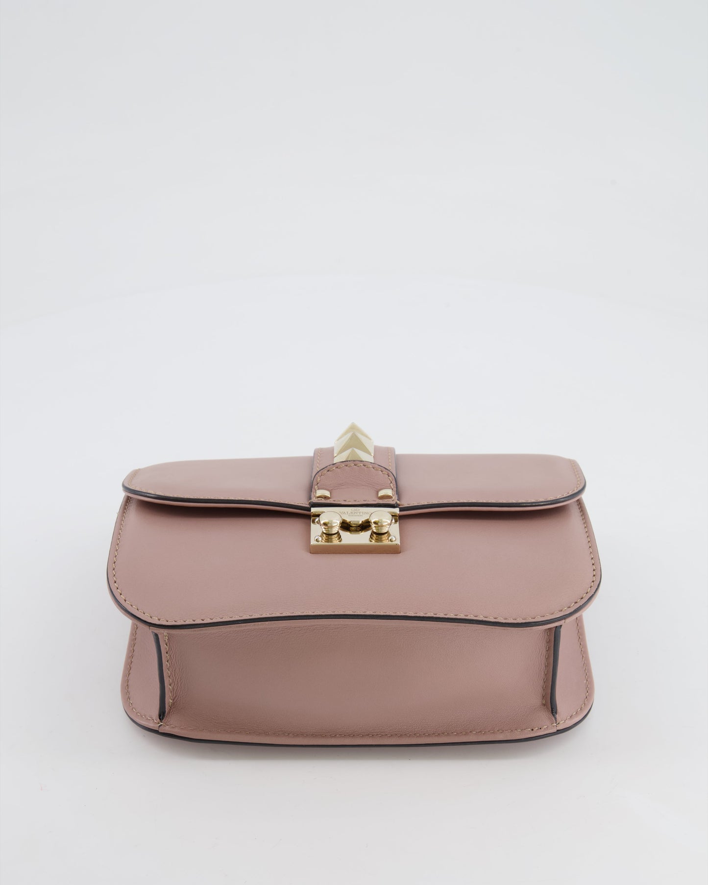 Valentino Beige Rockstud Bag with Gold Studs and Chain Detail