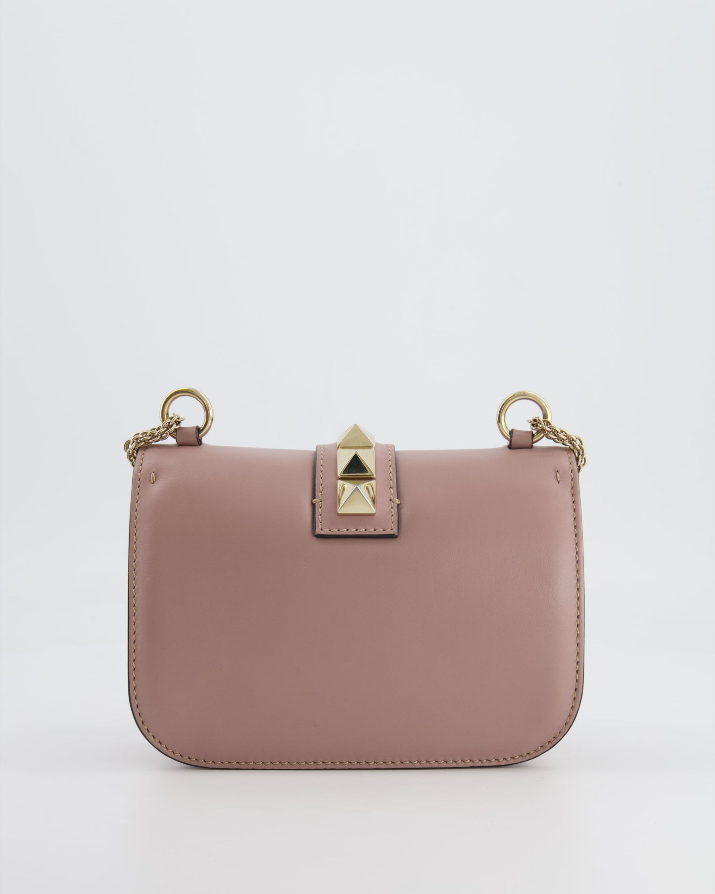 Valentino Beige Rockstud Bag with Gold Studs and Chain Detail