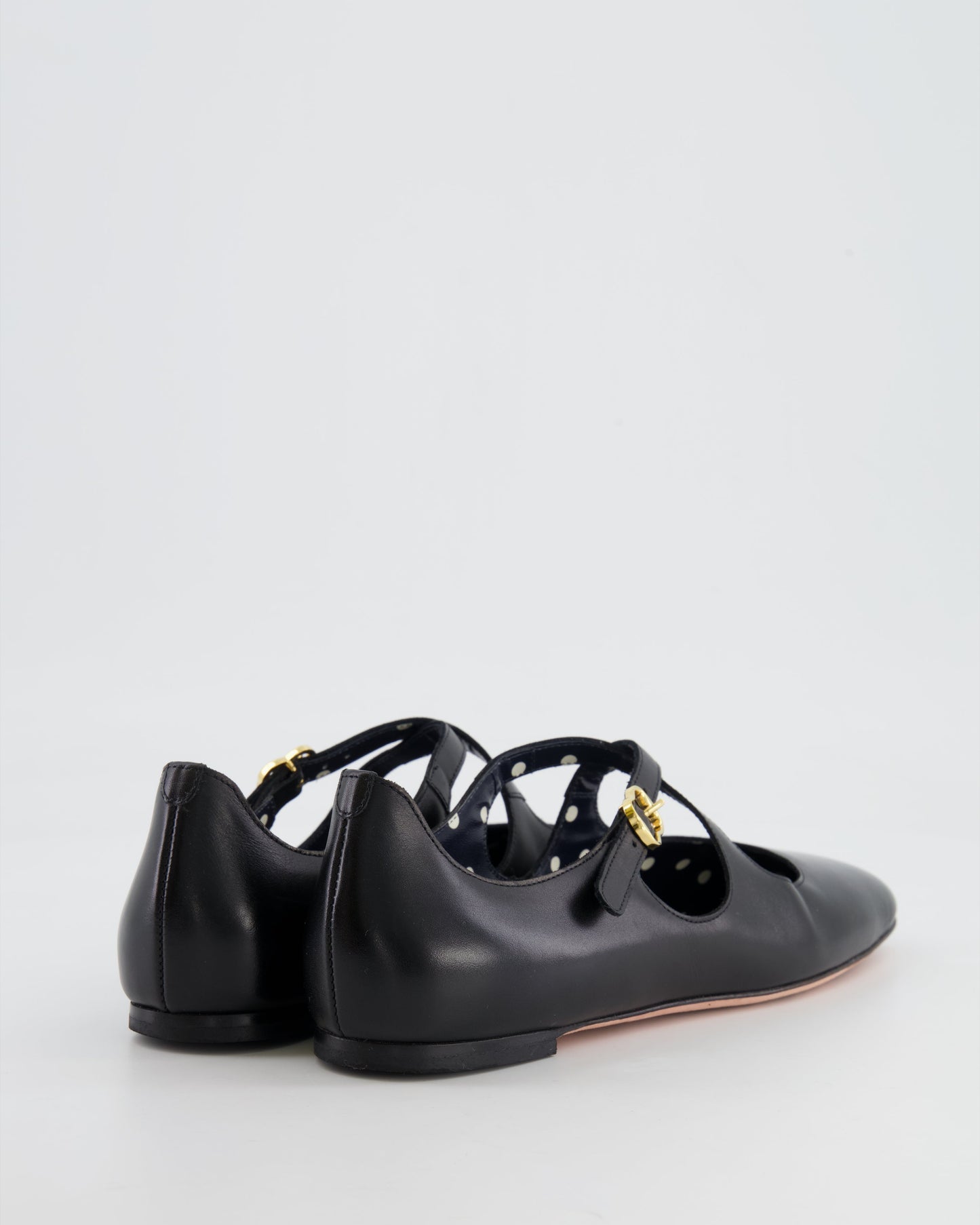 Bally Black Leather Flats with Crossed Strap Detail Size EU 36