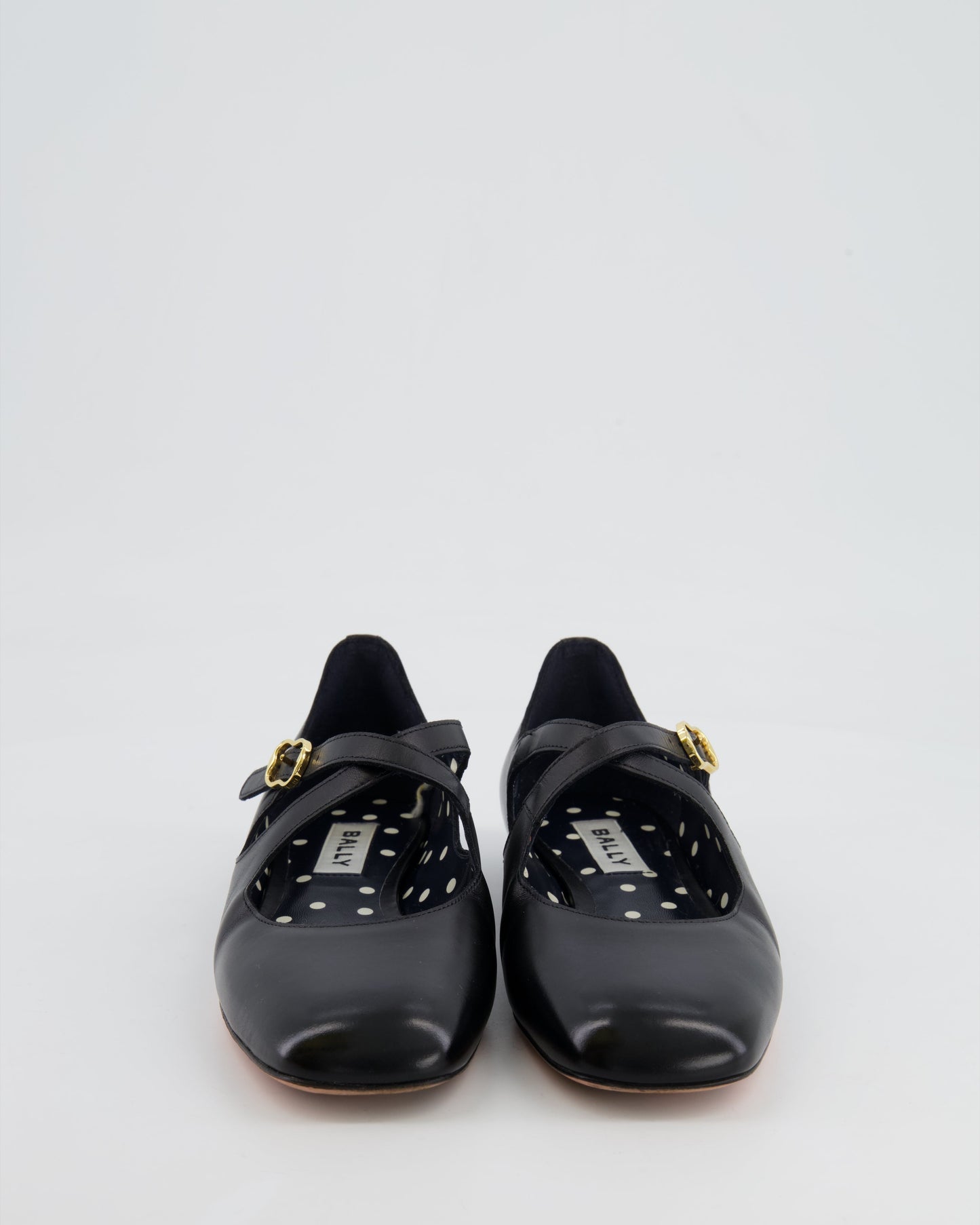 Bally Black Leather Flats with Crossed Strap Detail Size EU 36