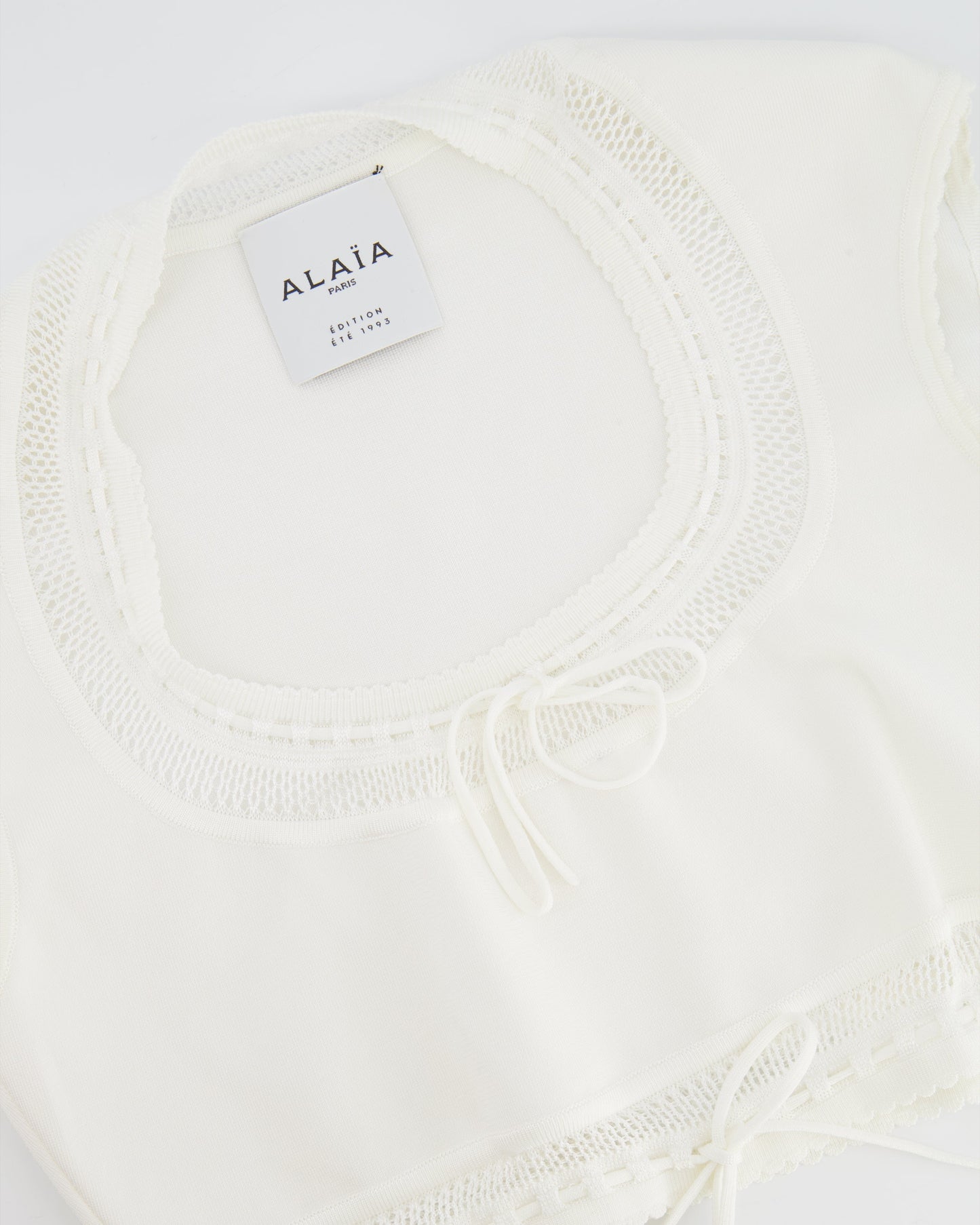 Ala•a White Short Sleeved Top with Knitted Detail Size FR 38 (UK 10)