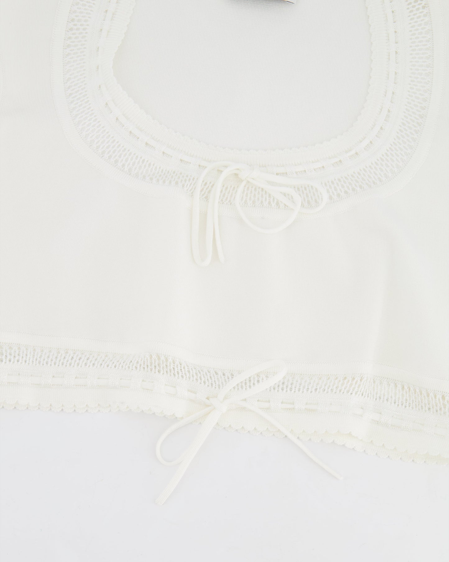 Ala•a White Short Sleeved Top with Knitted Detail Size FR 38 (UK 10)