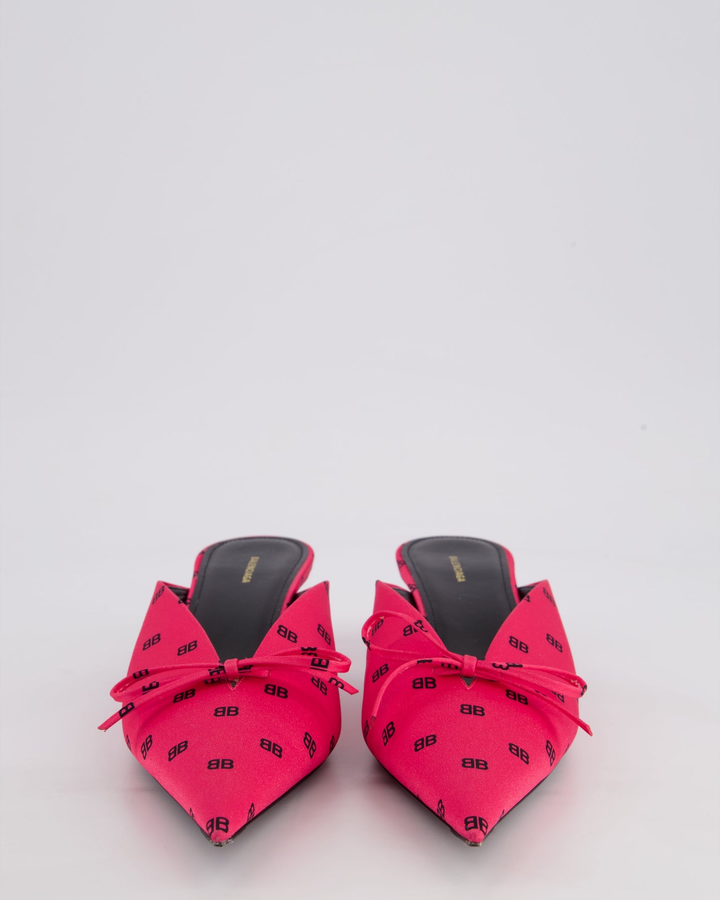 Balenciaga Neon Pink BB Satin Knife Mules with BB Logo Detail Size EU 39