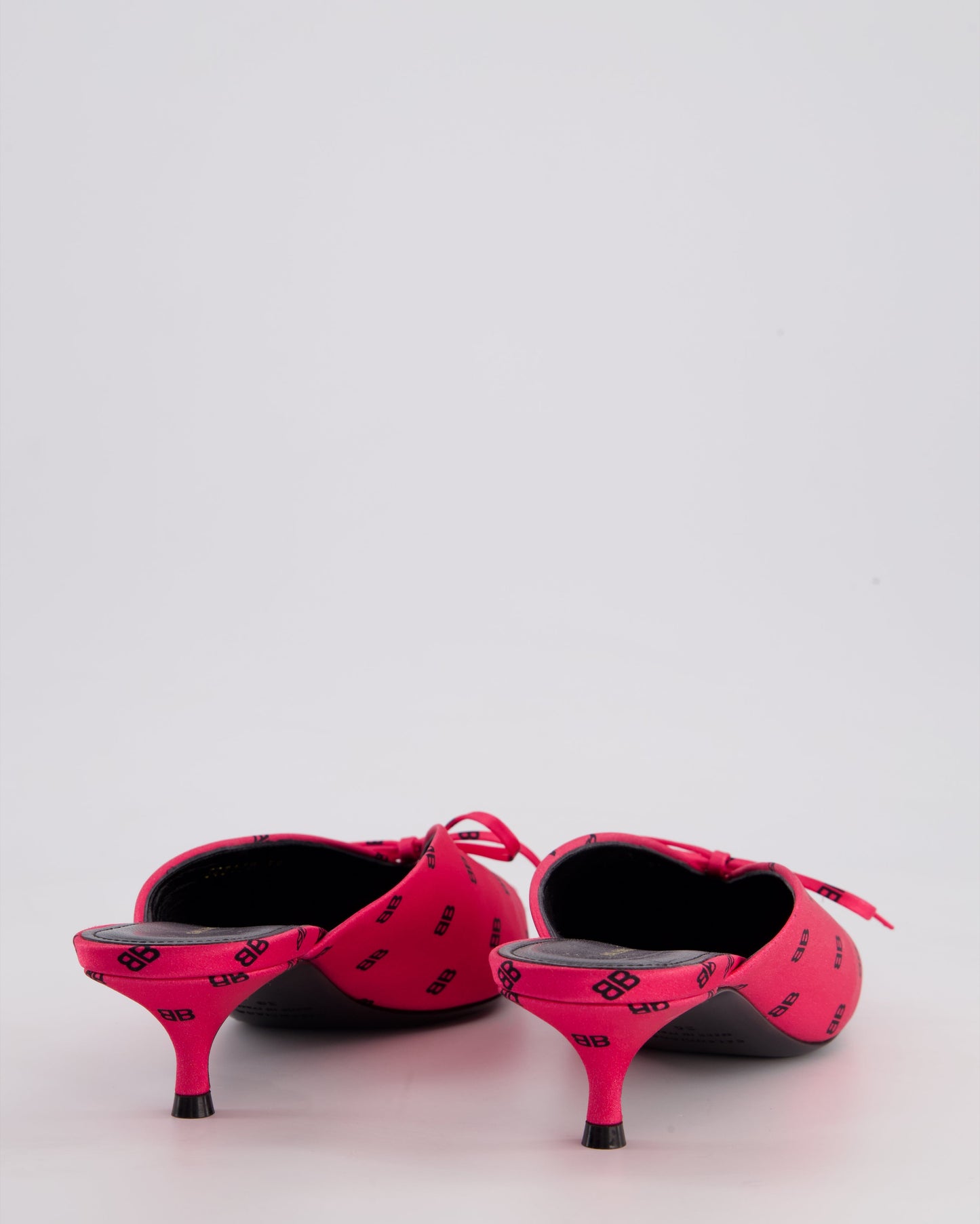 Balenciaga Neon Pink BB Satin Knife Mules with BB Logo Detail Size EU 39