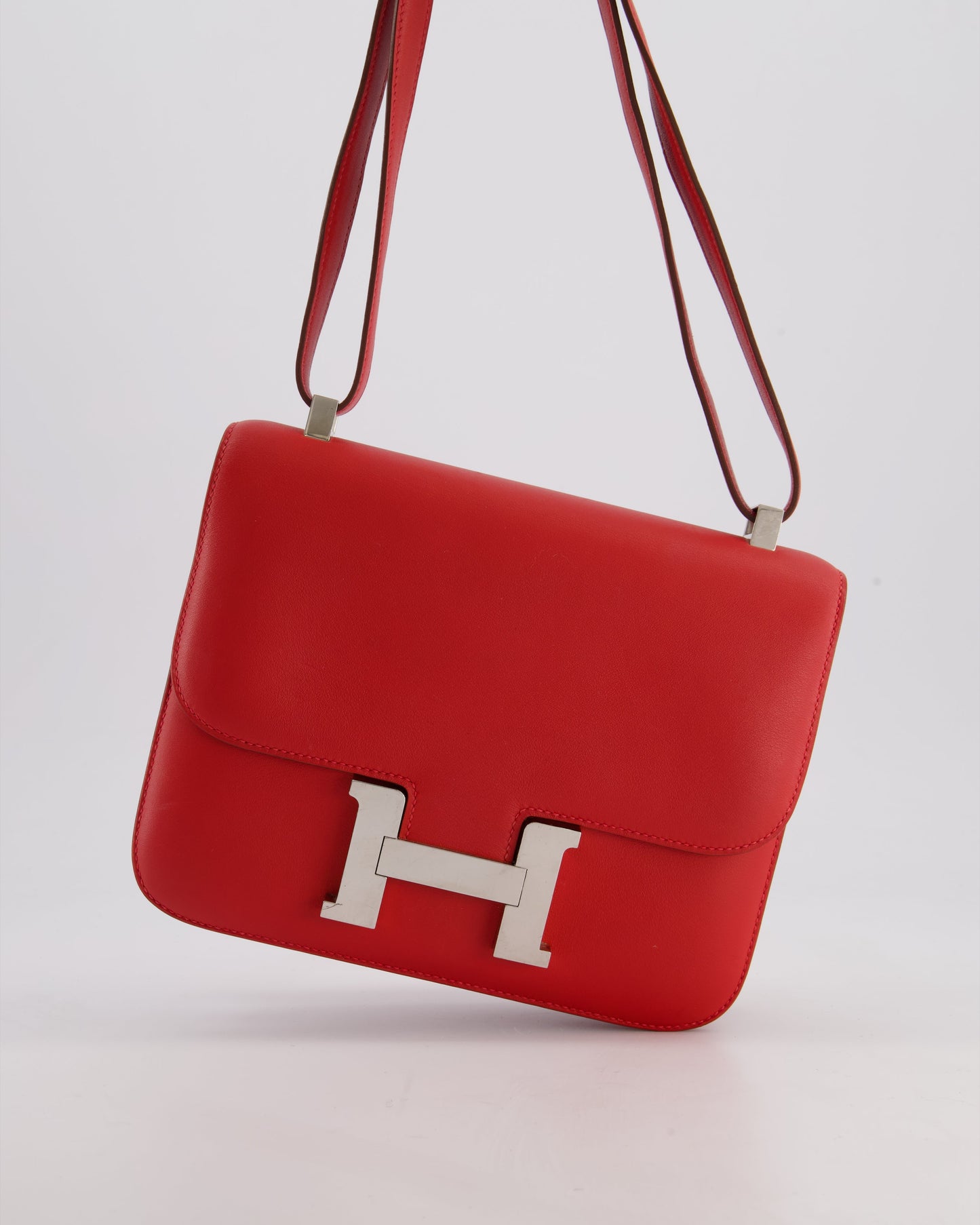 *FIRE PRICE* Hermès Constance III 24 Bag in Rouge Vif Evercolor Leather with Palladium Hardware