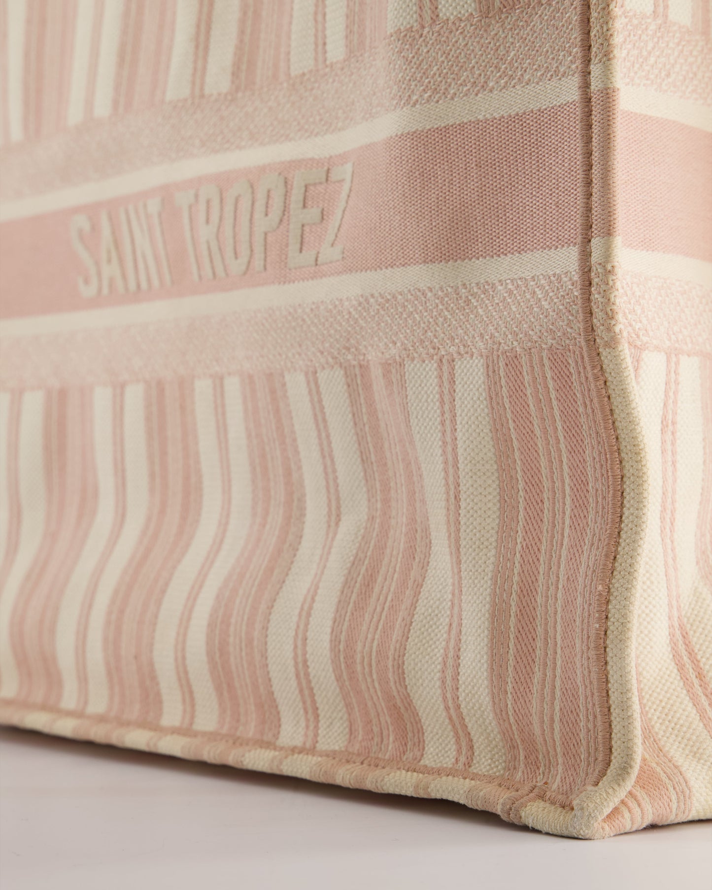 *FIRE PRICE* Christian Baby Pink and Cream Stripe St Tropez Canvas Large Book Tote Bag