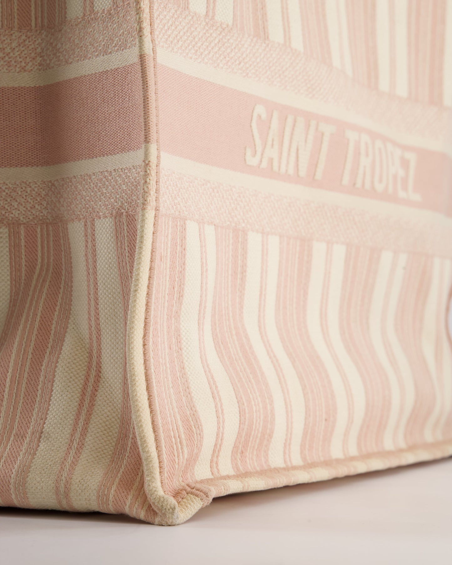 *FIRE PRICE* Christian Baby Pink and Cream Stripe St Tropez Canvas Large Book Tote Bag