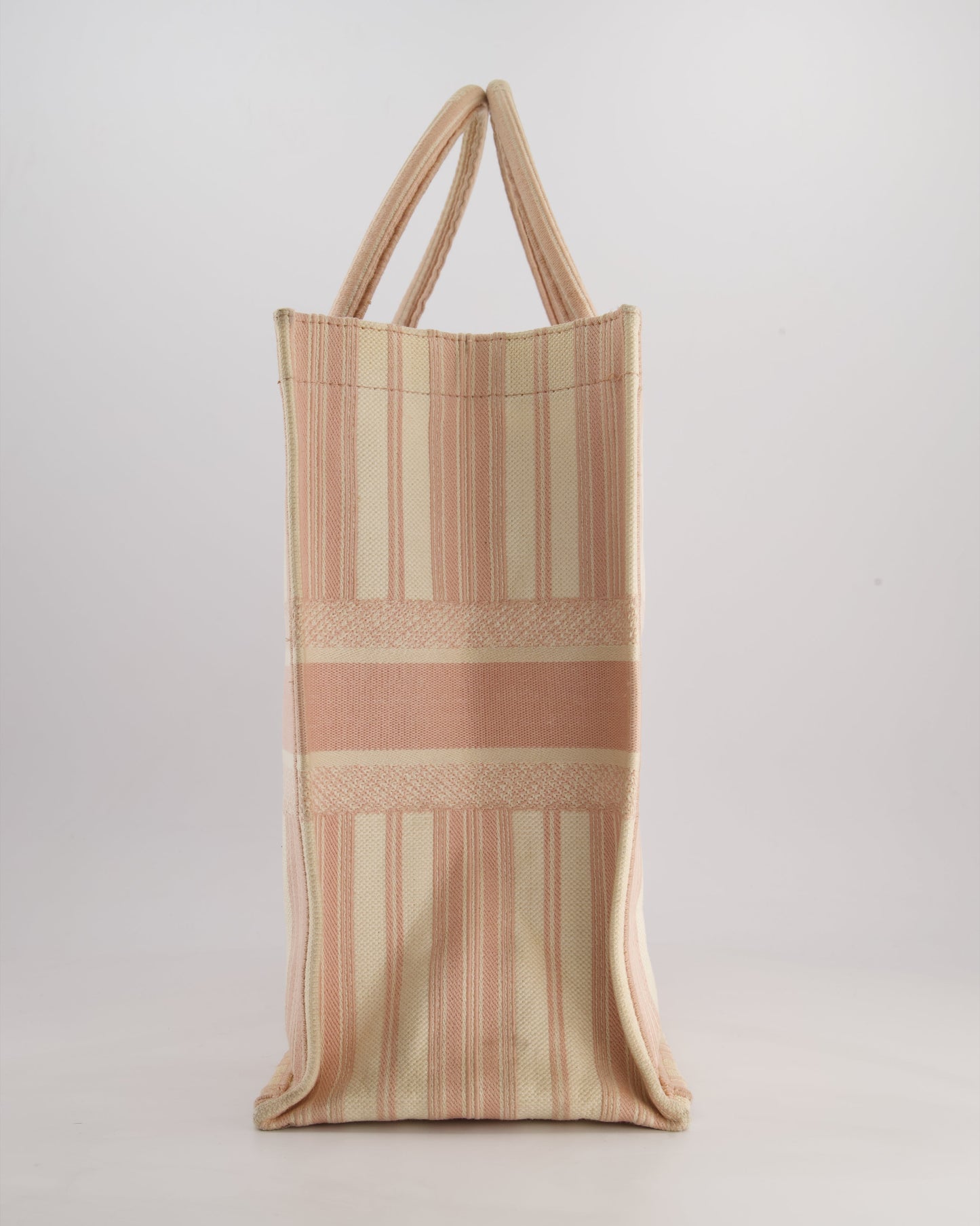 *FIRE PRICE* Christian Baby Pink and Cream Stripe St Tropez Canvas Large Book Tote Bag