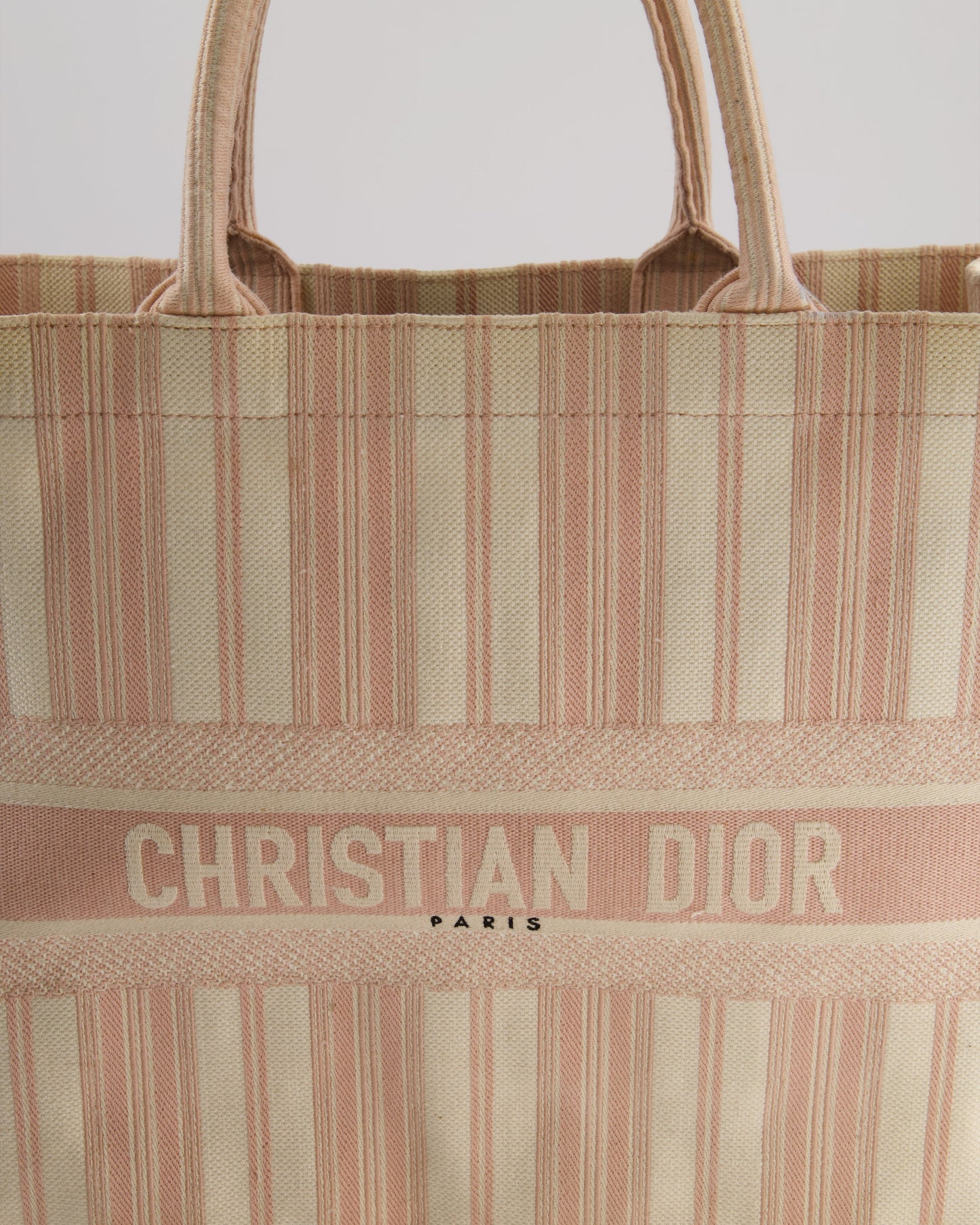 *FIRE PRICE* Christian Baby Pink and Cream Stripe St Tropez Canvas Large Book Tote Bag