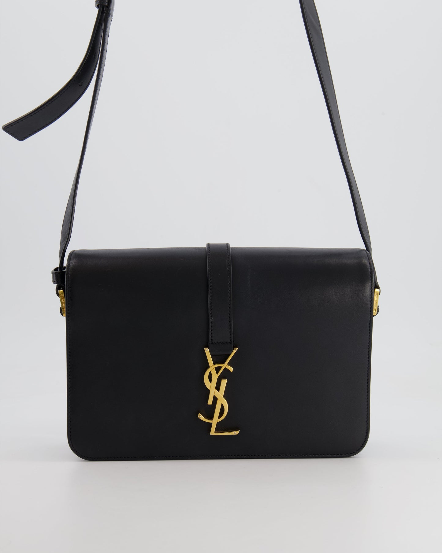 Saint Laurent Black Messenger Leather Bag with Gold Hardware