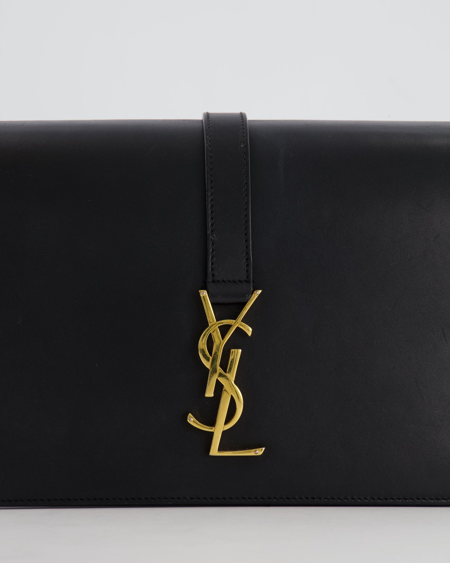 Saint Laurent Black Messenger Leather Bag with Gold Hardware
