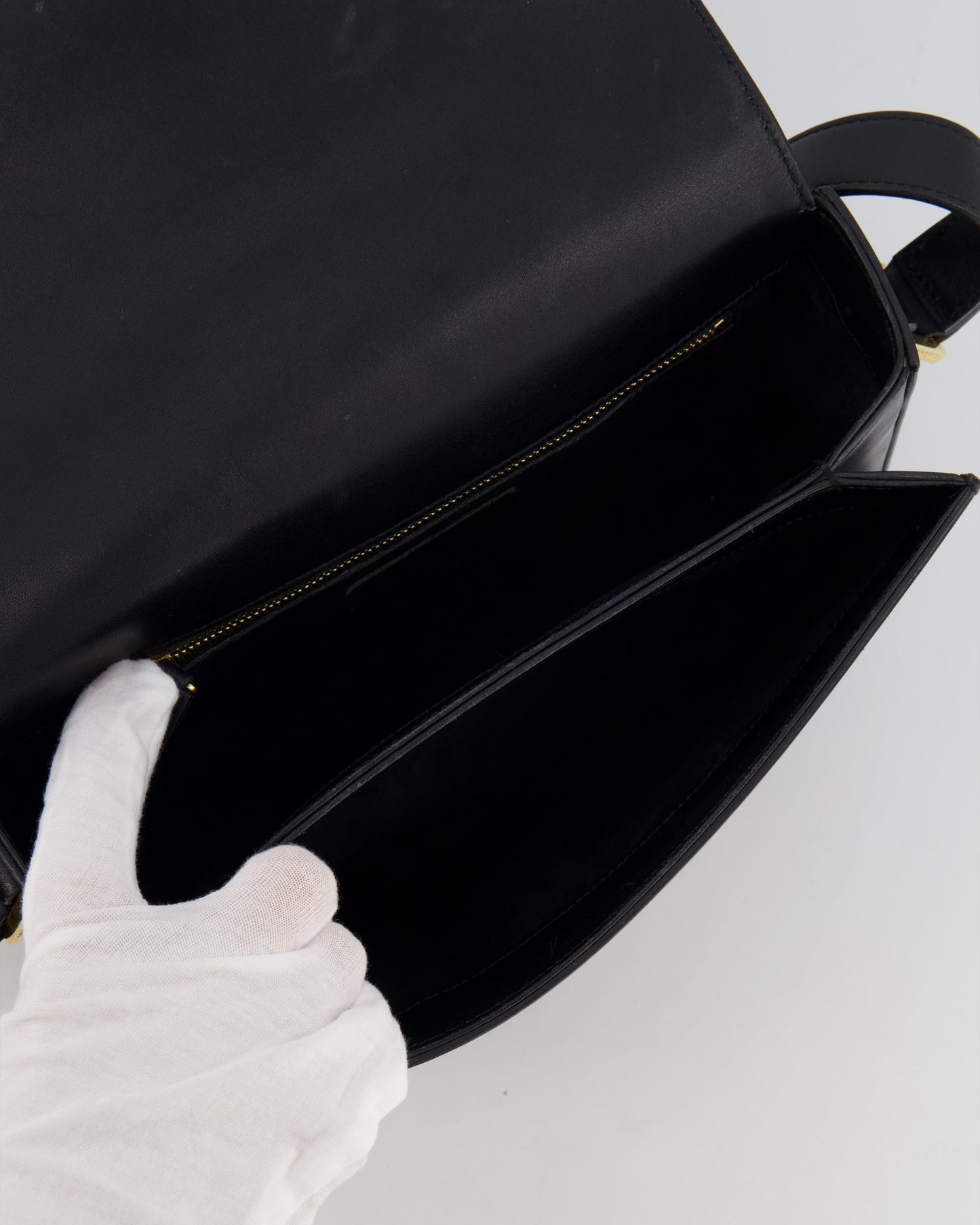 Saint Laurent Black Messenger Leather Bag with Gold Hardware