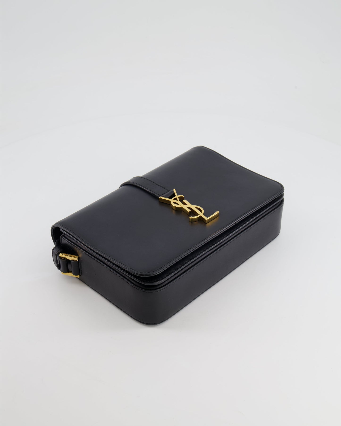 Saint Laurent Black Messenger Leather Bag with Gold Hardware