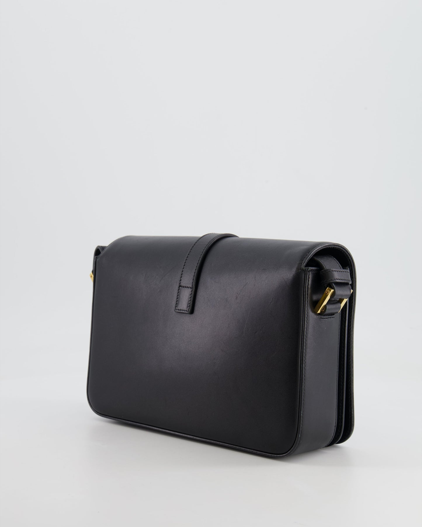 Saint Laurent Black Messenger Leather Bag with Gold Hardware