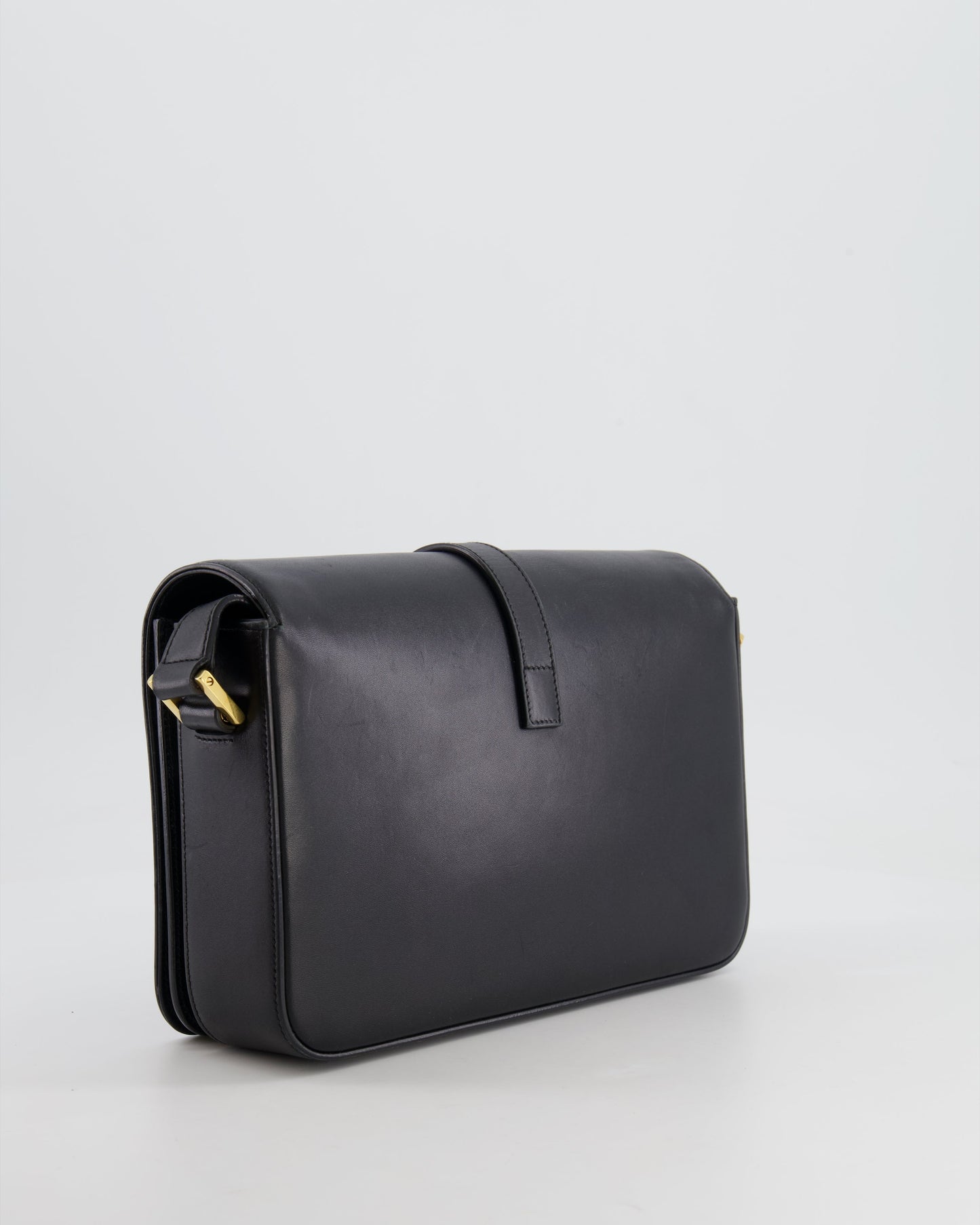 Saint Laurent Black Messenger Leather Bag with Gold Hardware