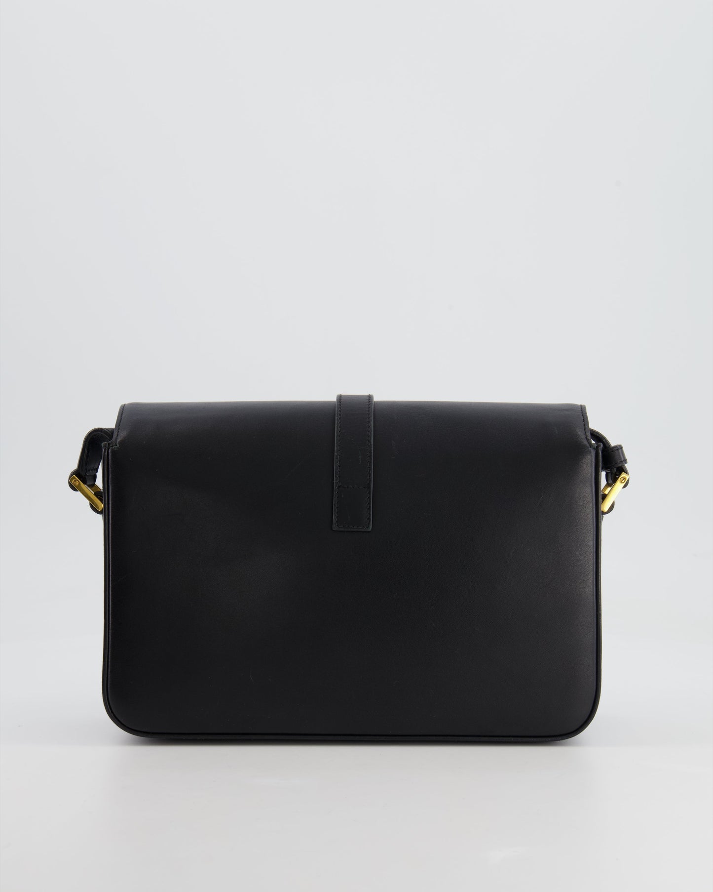 Saint Laurent Black Messenger Leather Bag with Gold Hardware